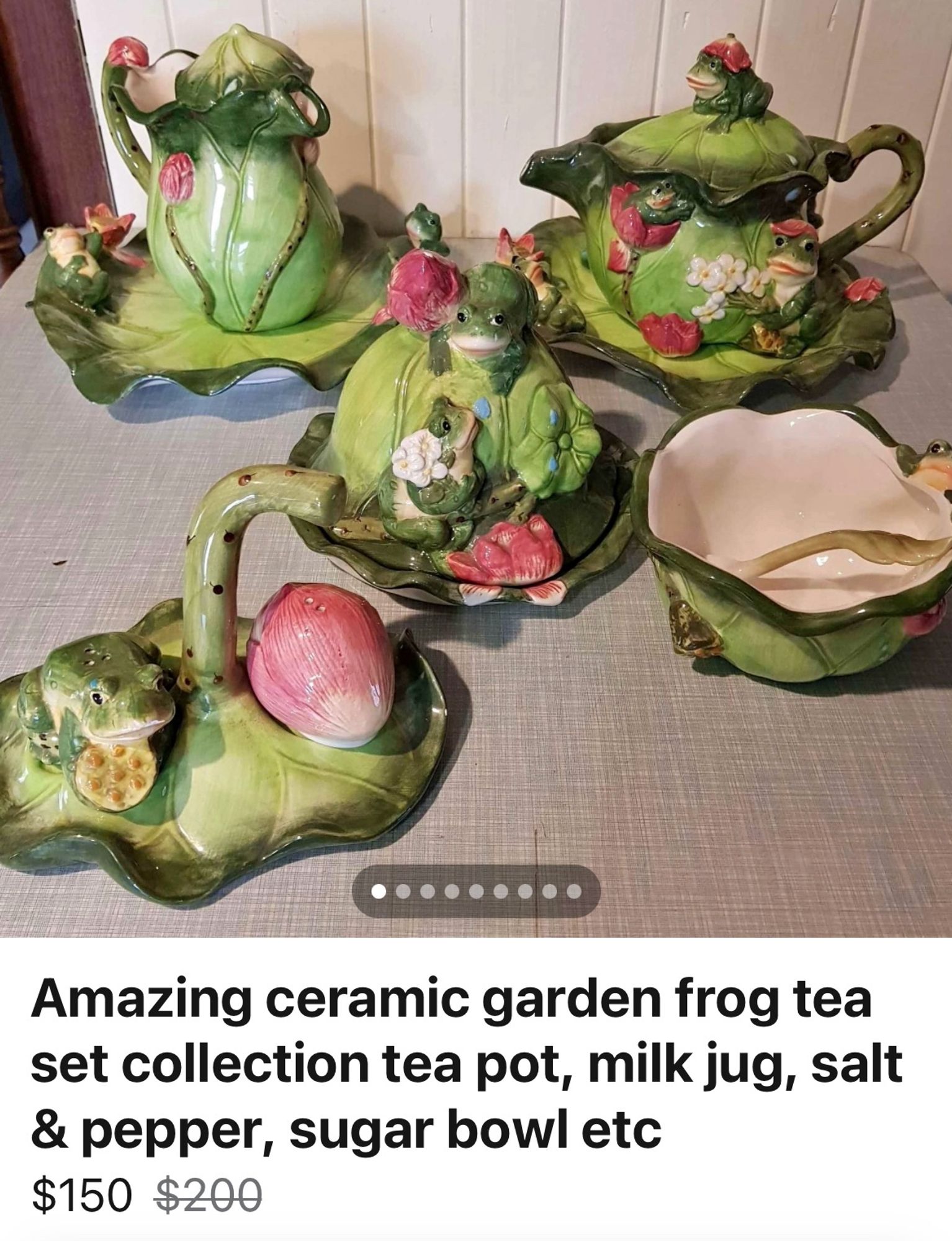 Tea set in a frogs and lily-pads style