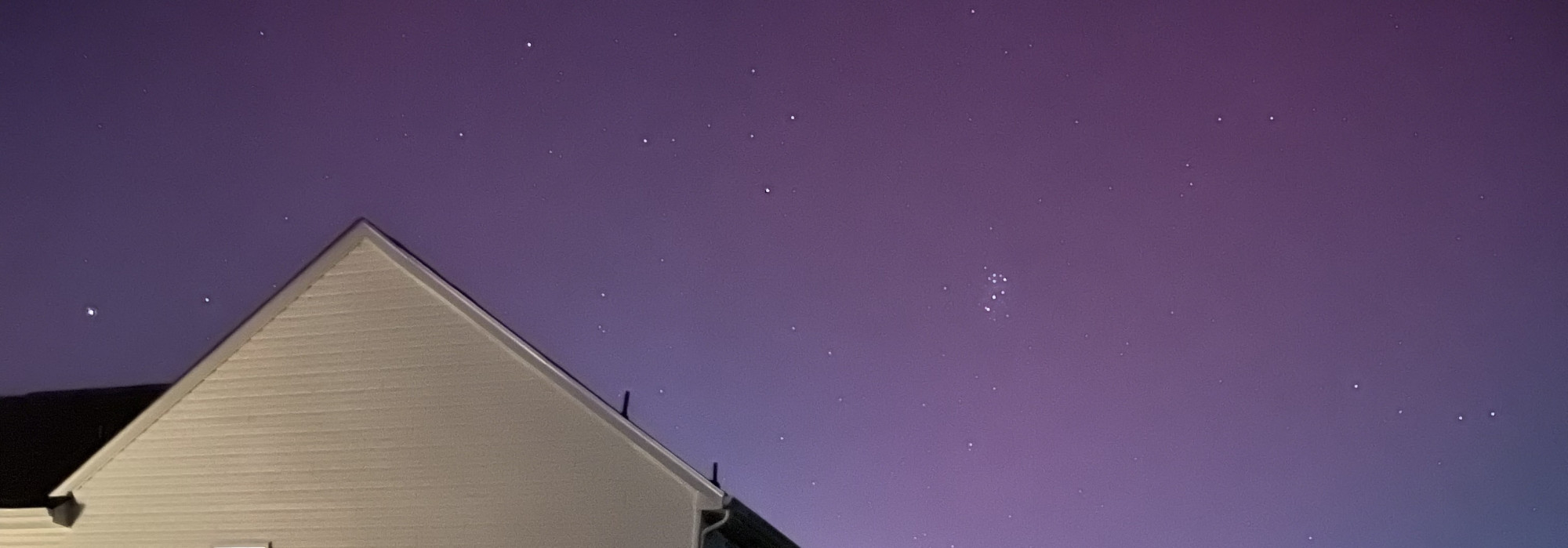 The Pleiades in the sky during the Northern Lights that were visible recently in North Carolina.