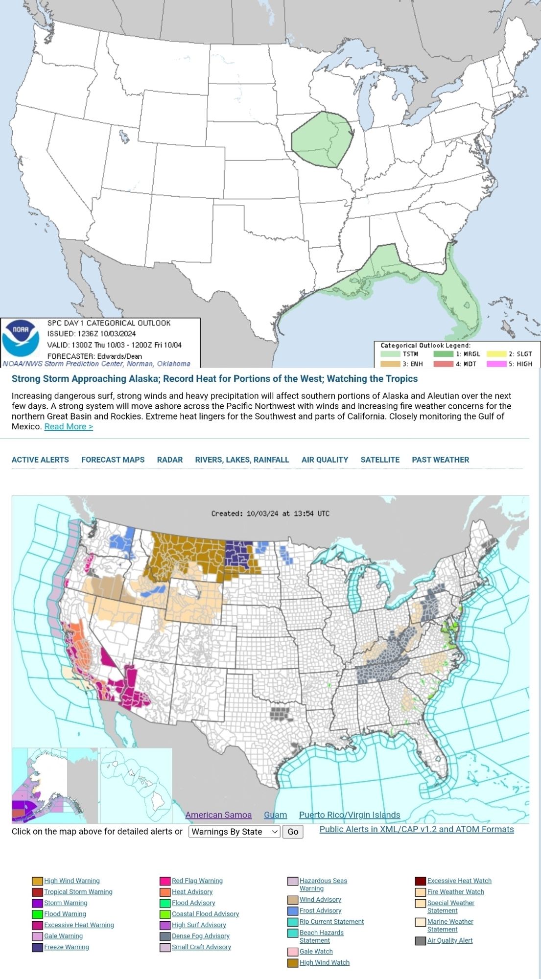 Strong Storm Approaching Alaska; Record Heat for Portions of the West; Watching the Tropics
Increasing dangerous surf, strong winds and heavy precipitation will affect southern portions of Alaska and Aleutian over the next few days. A strong system will move ashore across the Pacific Northwest with winds and increasing fire weather concerns for the northern Great Basin and Rockies. Extreme heat lingers for the Southwest and parts of California. Closely monitoring the Gulf of Mexico