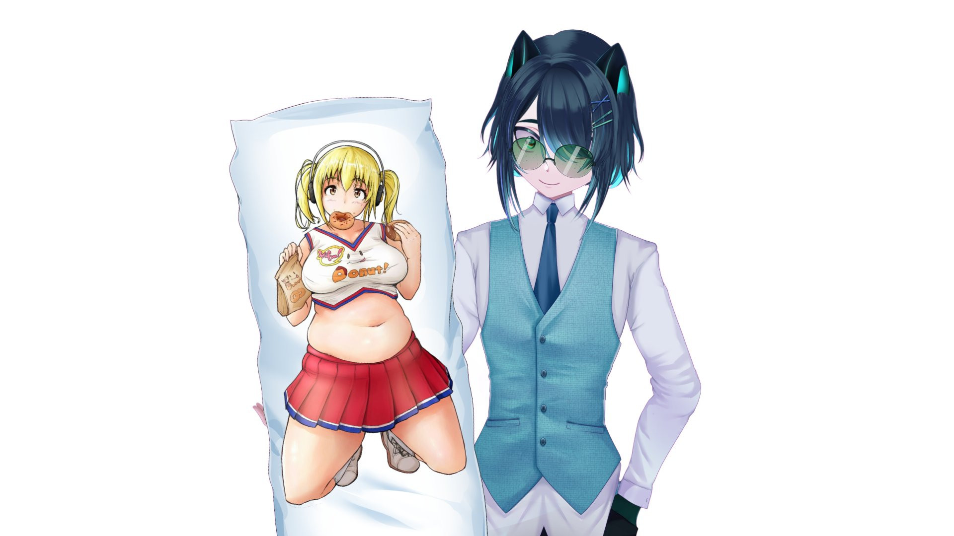 Me, holding a Dakimakura portraying Super Pochaco aka the cutest anime girl