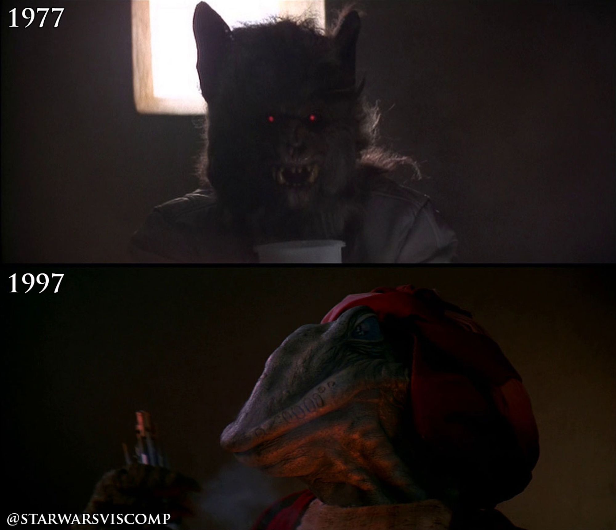 The "Bat Demon" mask that now only appears in the background of the Cantina, replaced by a puppet in 1997.