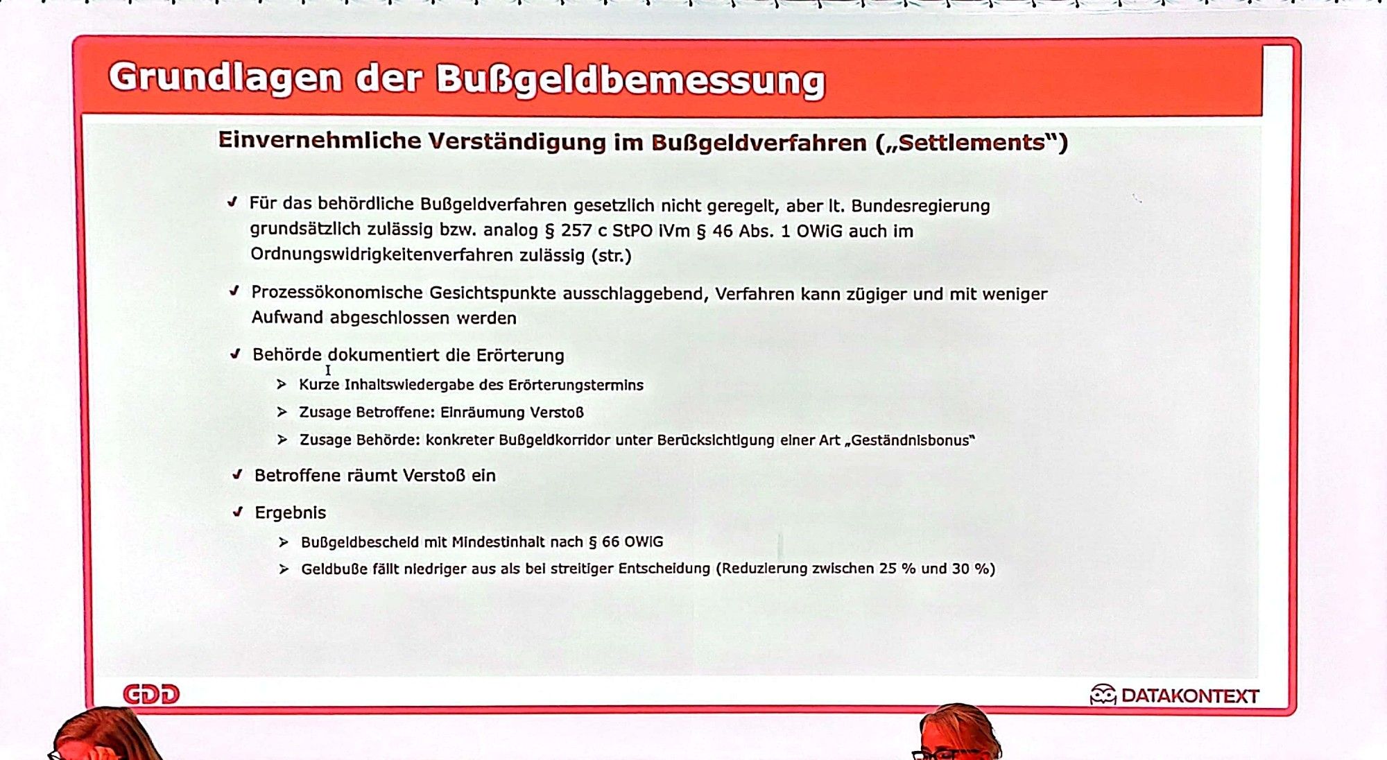 Inhalte zum Settlement im Bussgeldverfahren