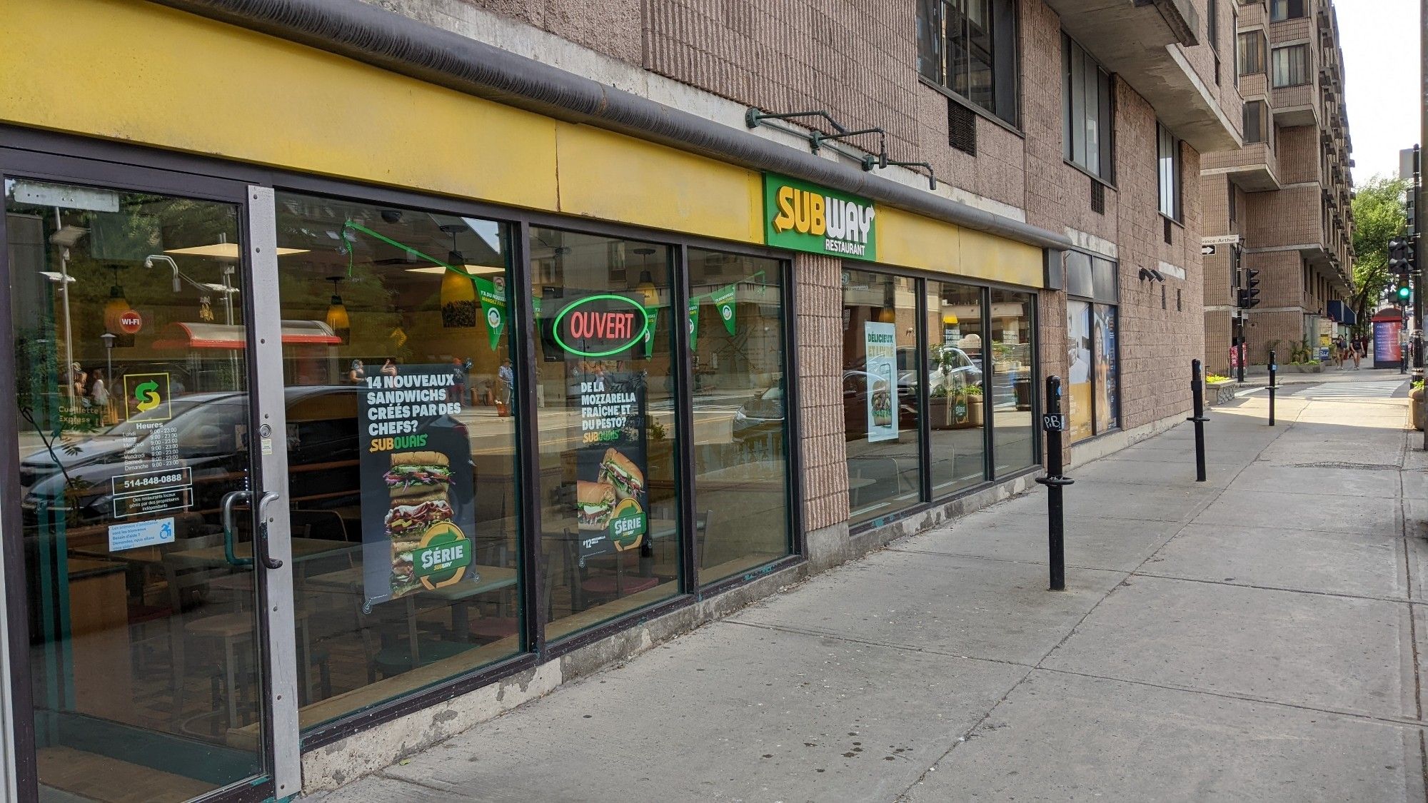 Storefront of a Subway in Montreal. 