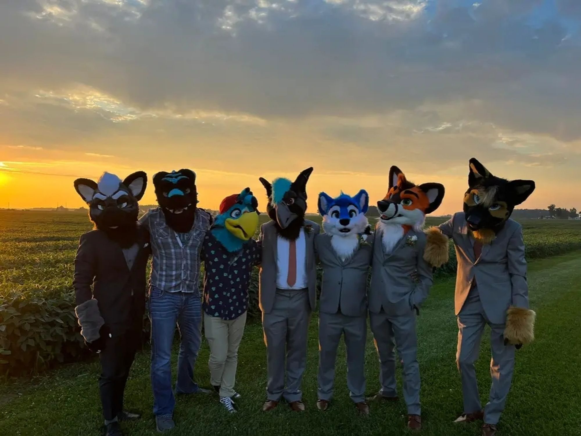 Me and all the tagged cuties posing at sunset, wearing our Sunday best.