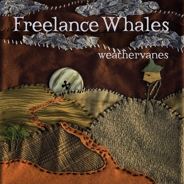 The cover to the album Weathervanes by Freelance Whales shows a farmland scene rendered in fabric.