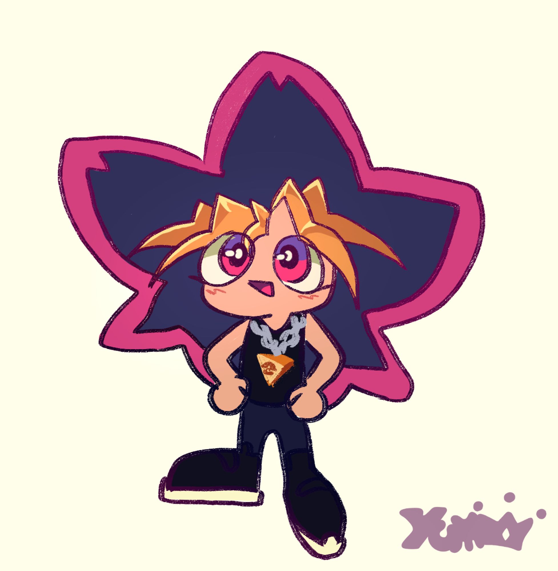 Silly Chibi-like illustration of Yugi Mutou from Yugioh.