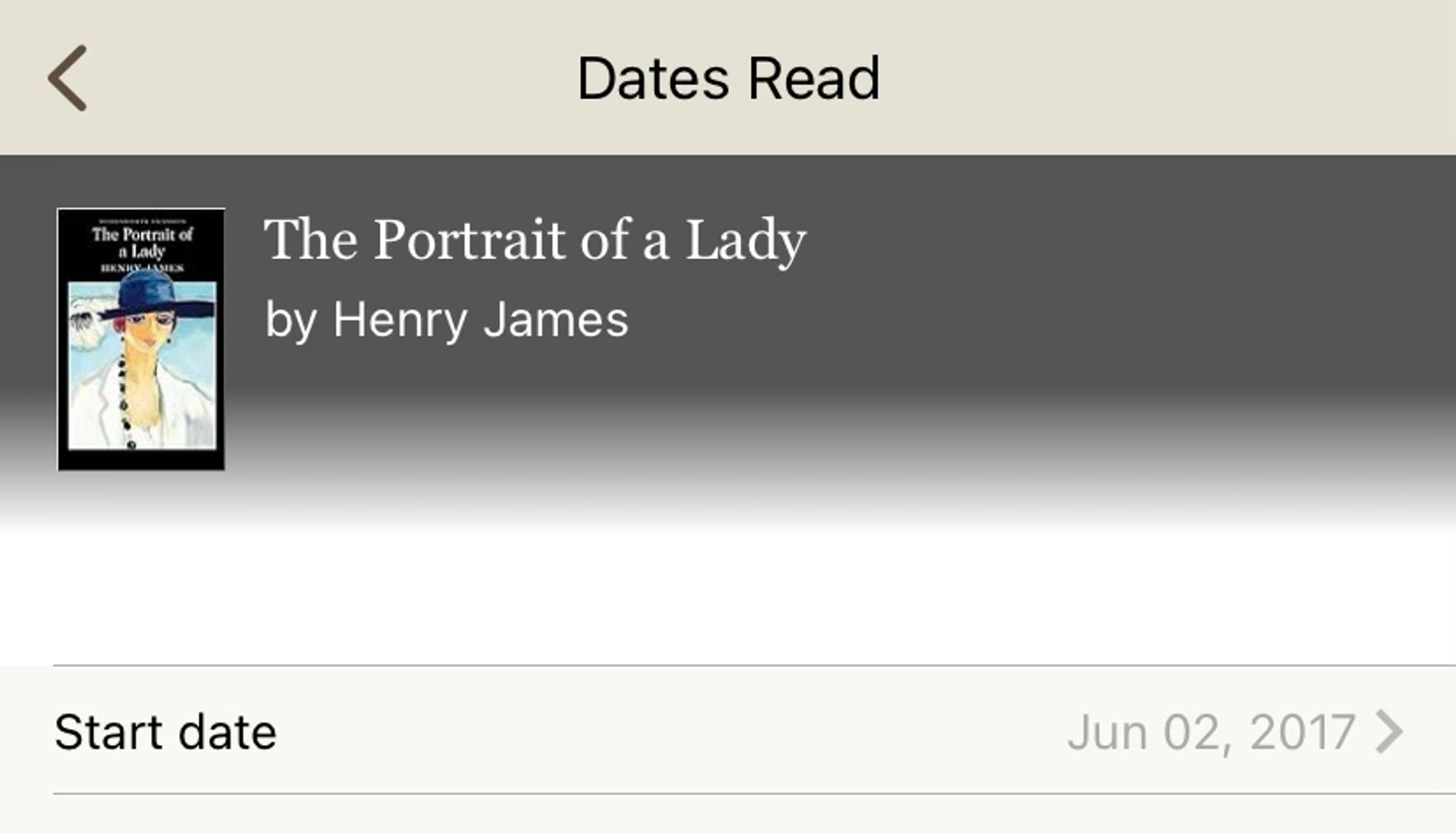 Goodreads screencap showing that I’ve been trying to read The Portrait of a Lady by Henry James since 2017.