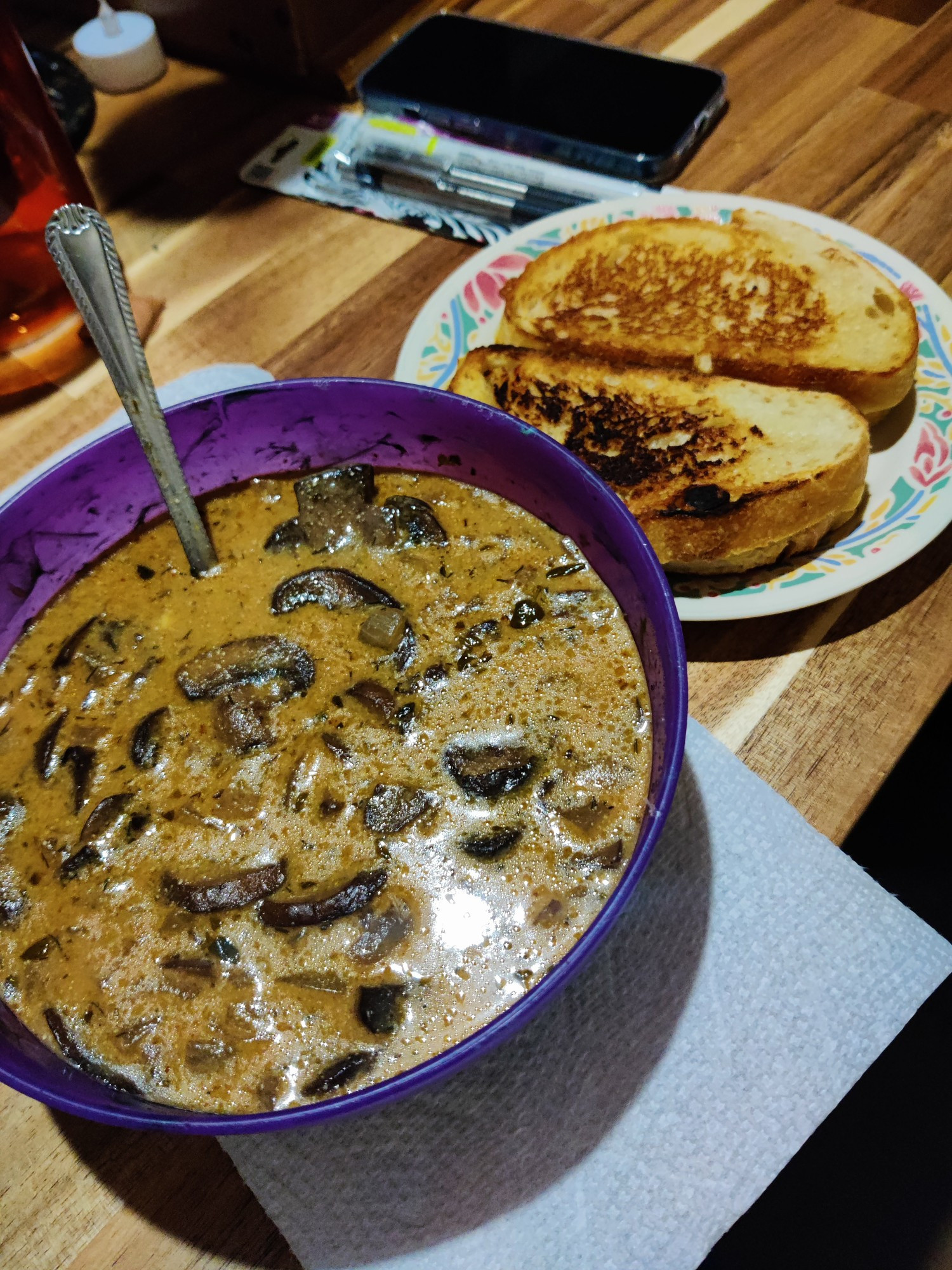 Hungarian mushroom soup and grilled cheese