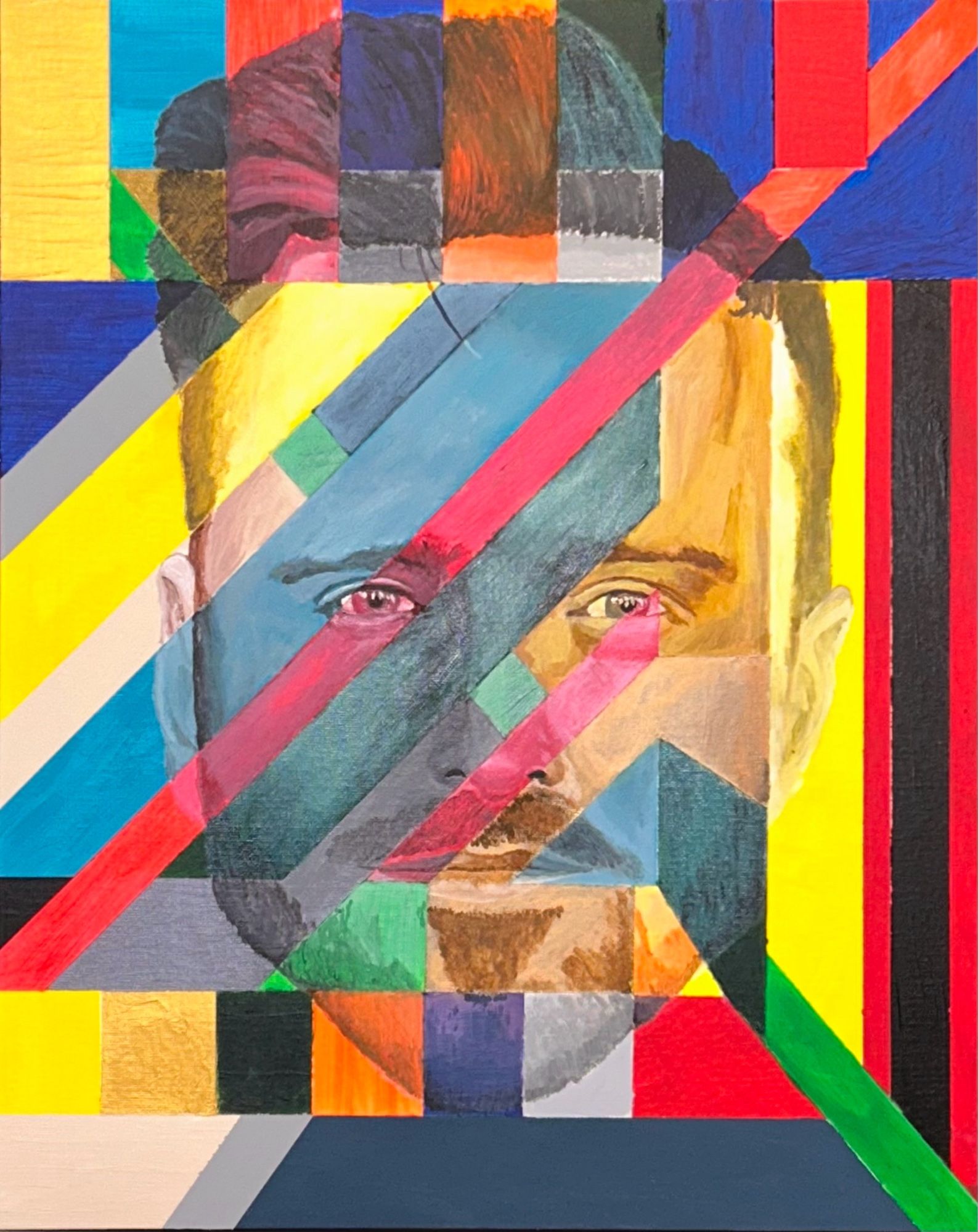 Colourful canvas portrait of Aaron Paul