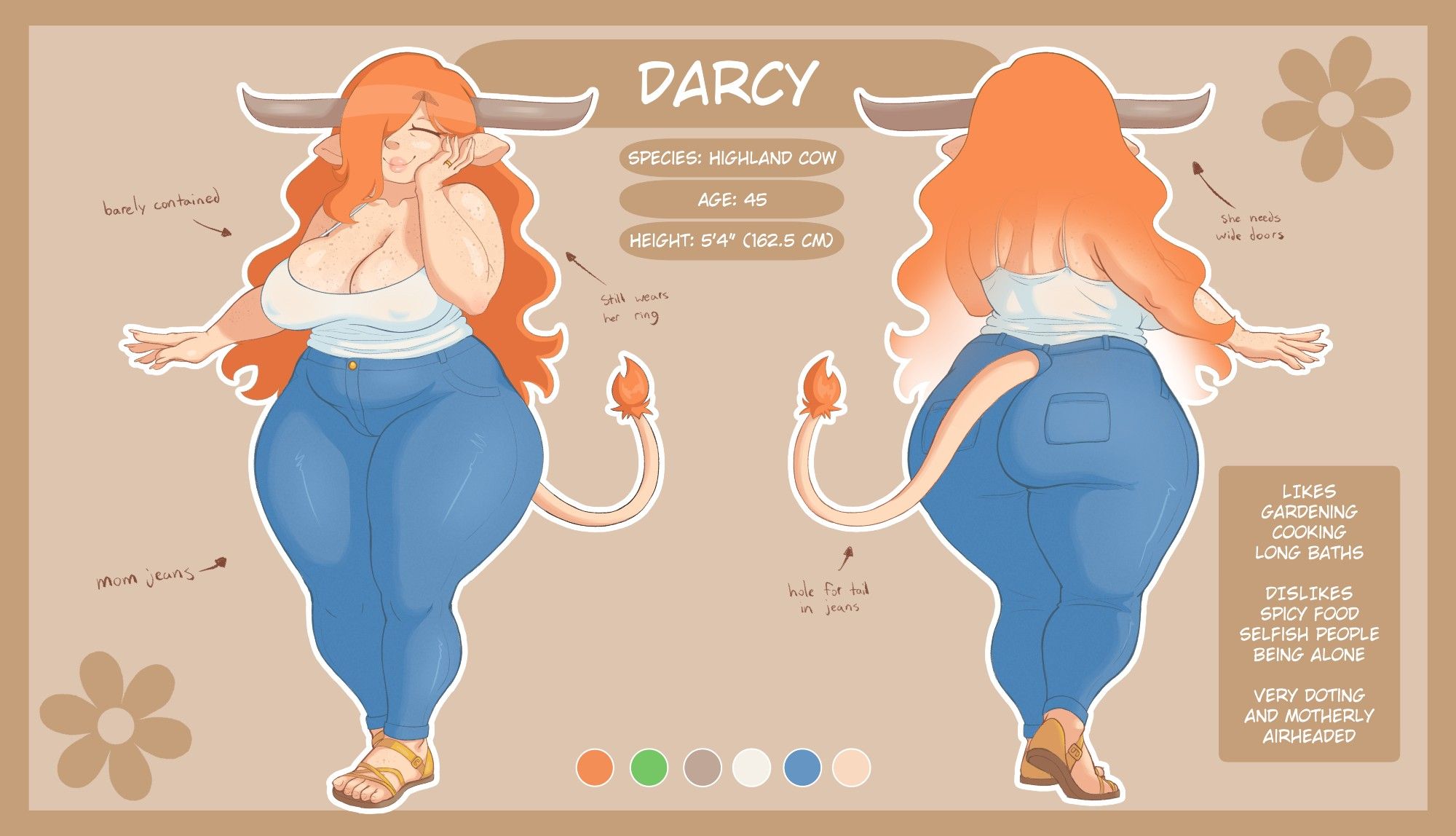 My OC Darcy, mother of Erin and Reagan. Certified MILF. Clothed version.