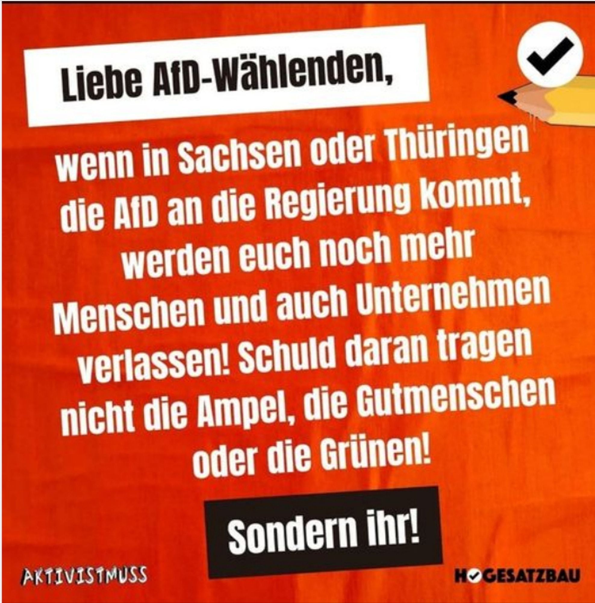 Afd in der Regierung lässt Menschen abwandern und Unternehmen umziehen. Daran sind weder Ampel, Gutmenschen oder Grüne schuld, sondern afd Wählende.