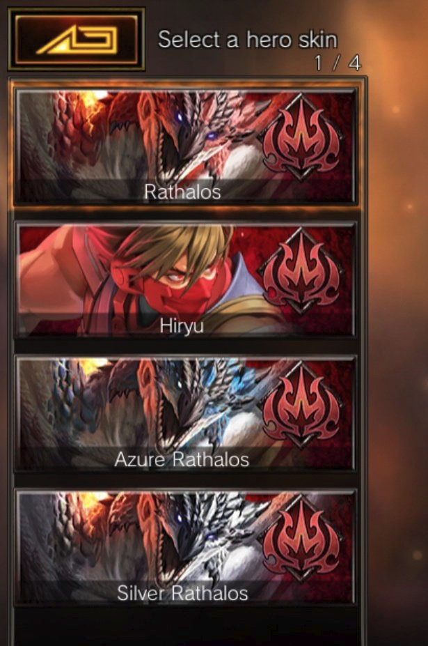 Rathalos's skins in Teppen: Default, Hiryu, Azure, Silver