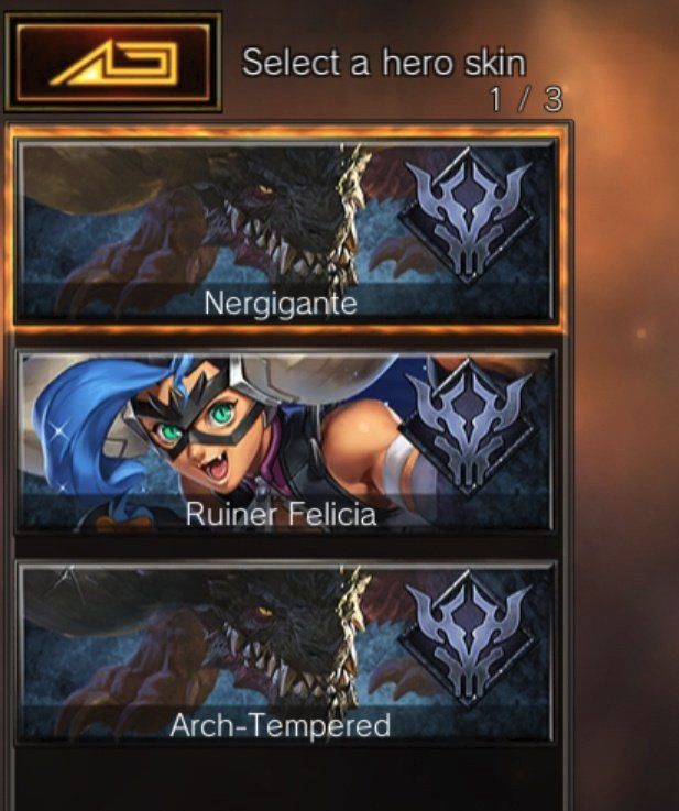 Nergigante's skins in Teppen: Default. Ruiner Felicia, Arch-Tempered