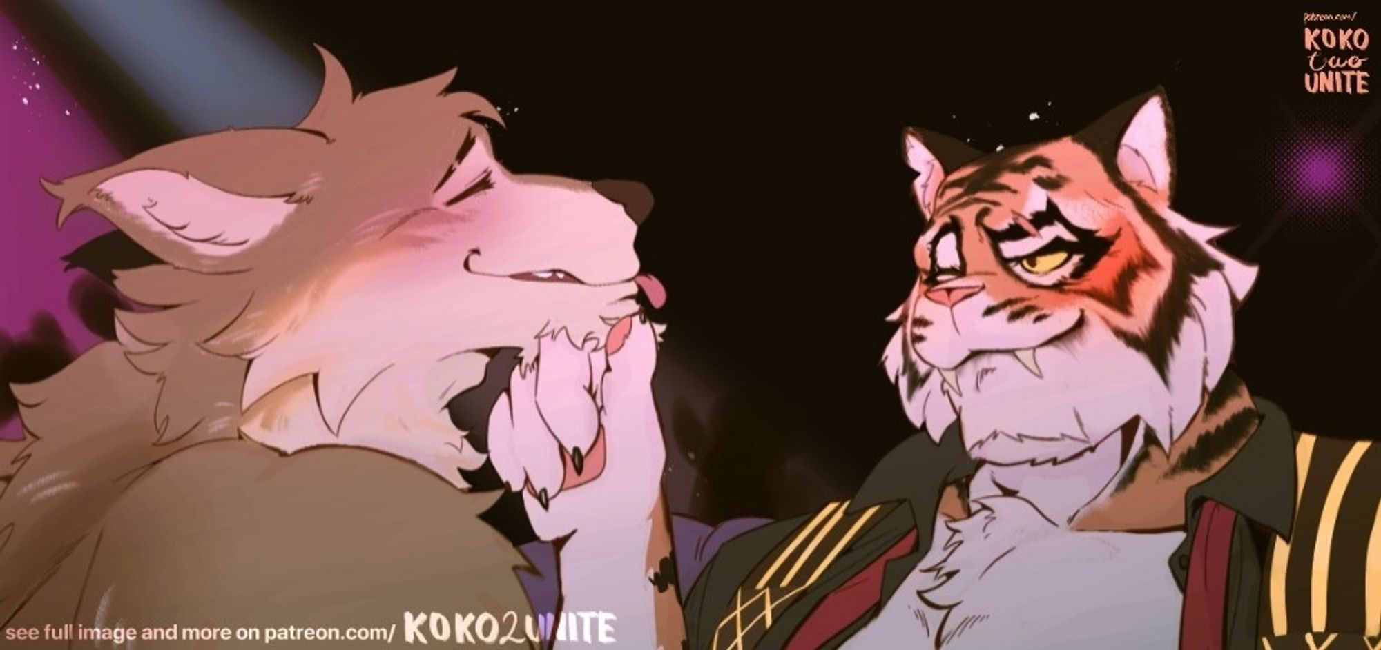 oscar wendell fortnite in the club flirting and shit, oscar is just scratching wendells chin but I guess in the furry world that counts as flirting

finished on patreon.com/koko2unite