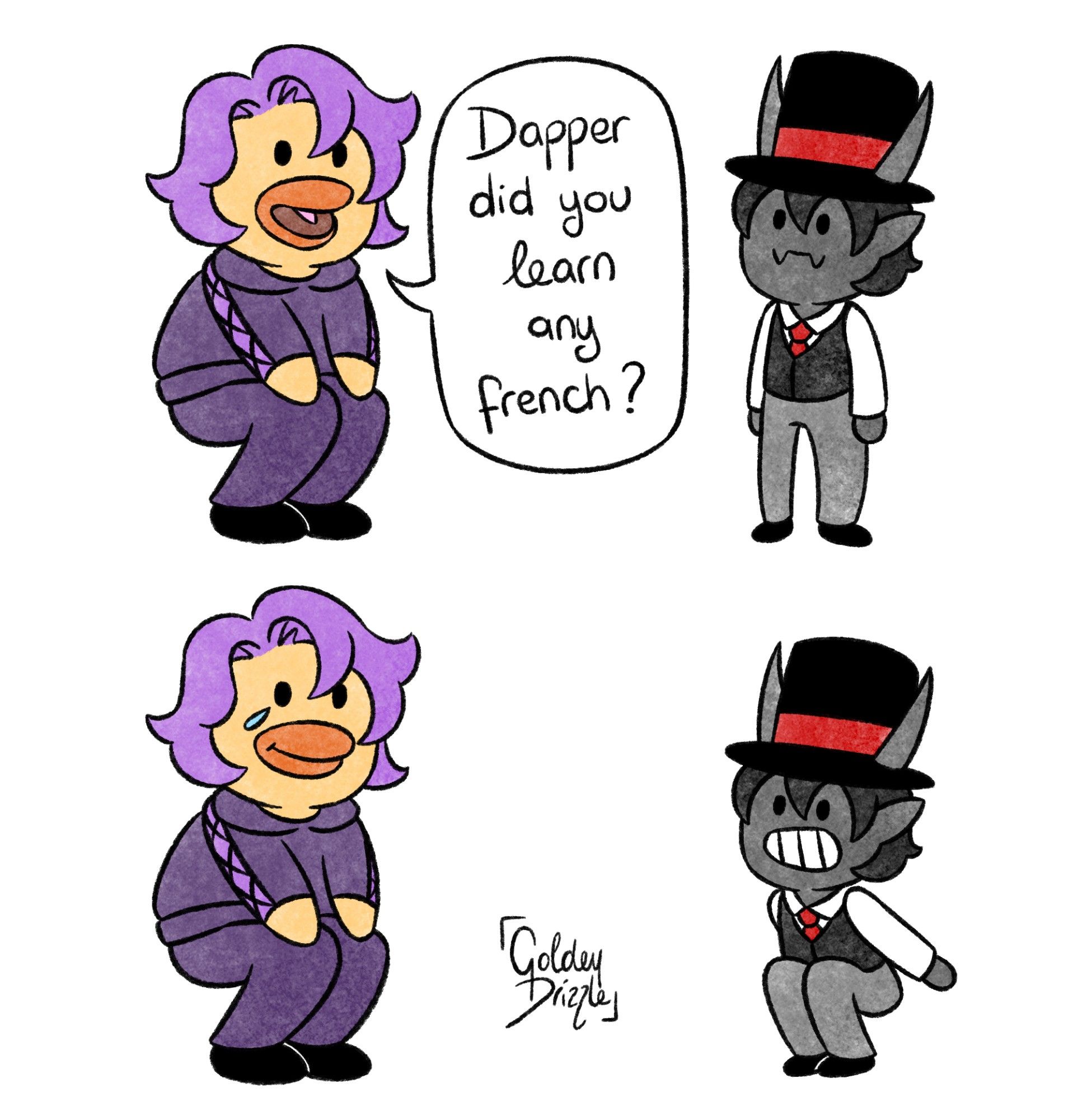 Baghera asking Dapper if he learnt french but he did not 👹