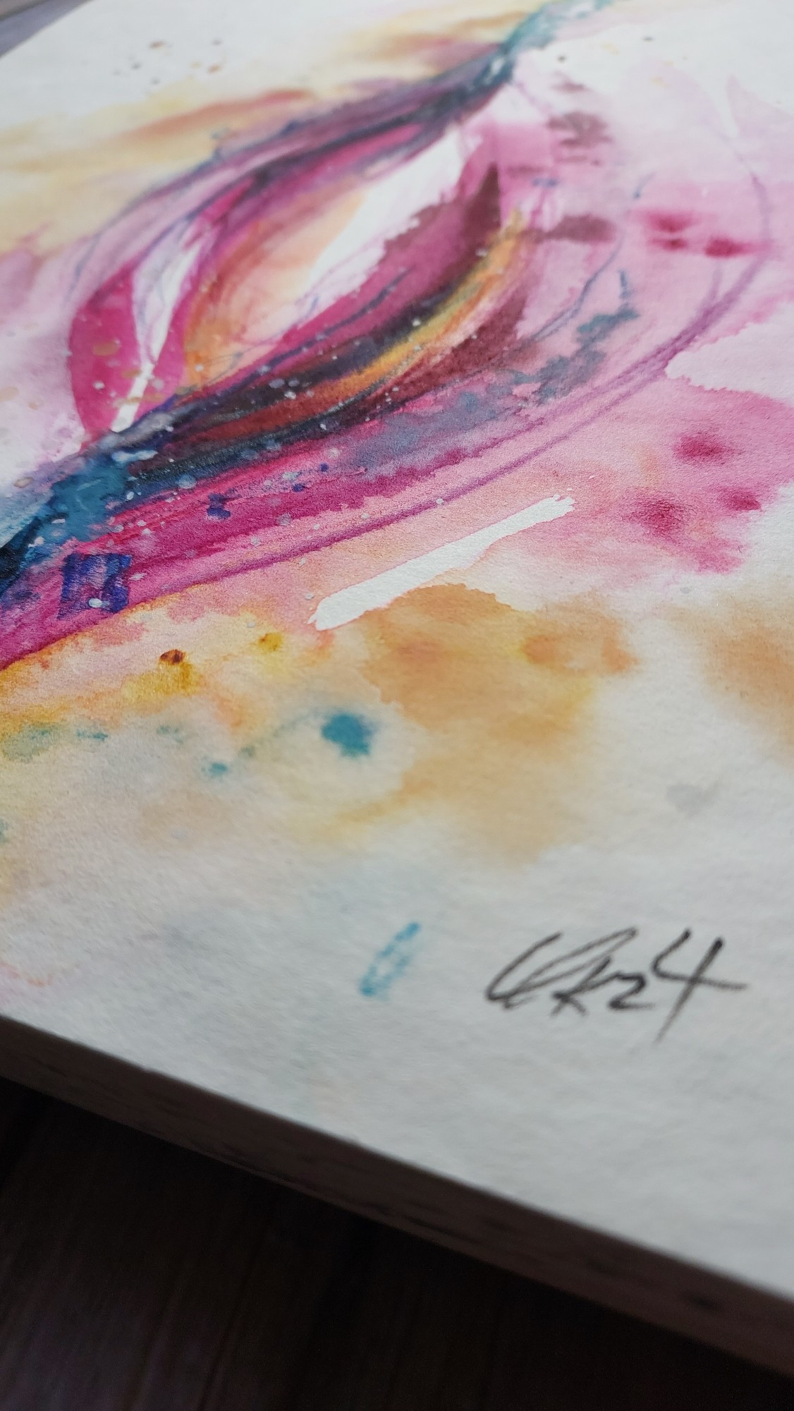 Aquarell einer Vulva, Signatur zu sehen