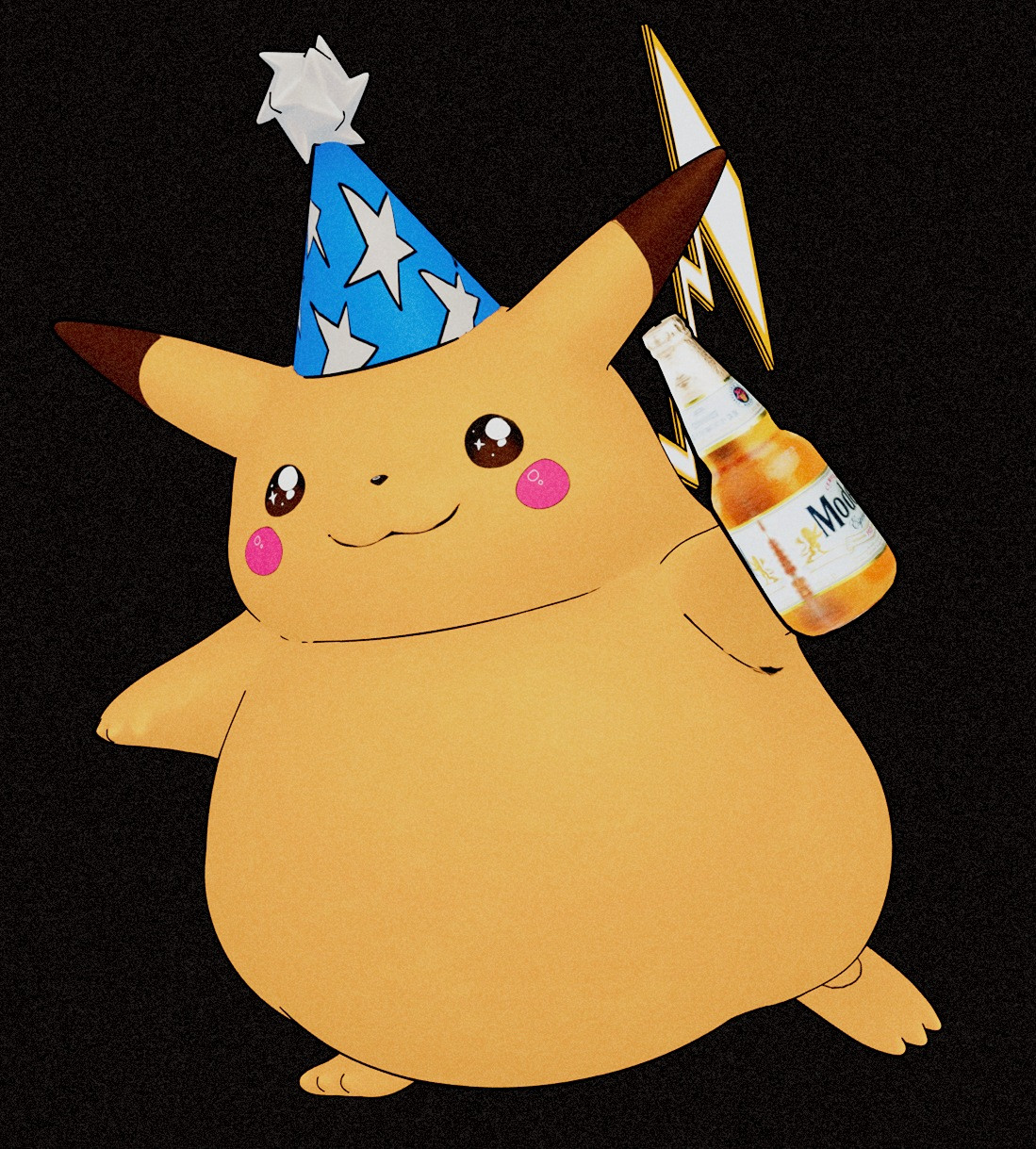 moledo pikachu showing off his drink