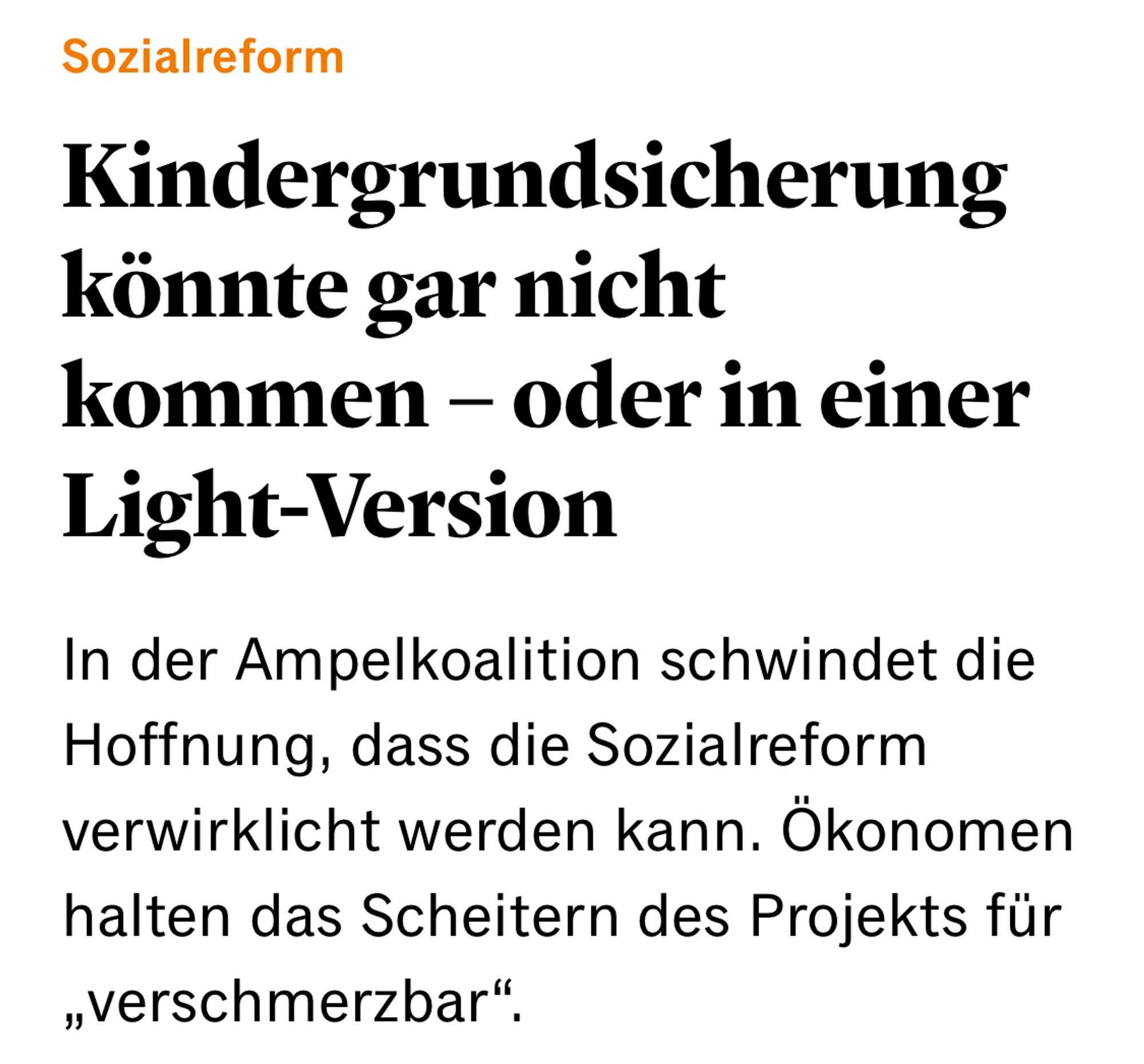 Kindergrundsicherung könnte gar nicht kommen - oder in einer
Light-Version