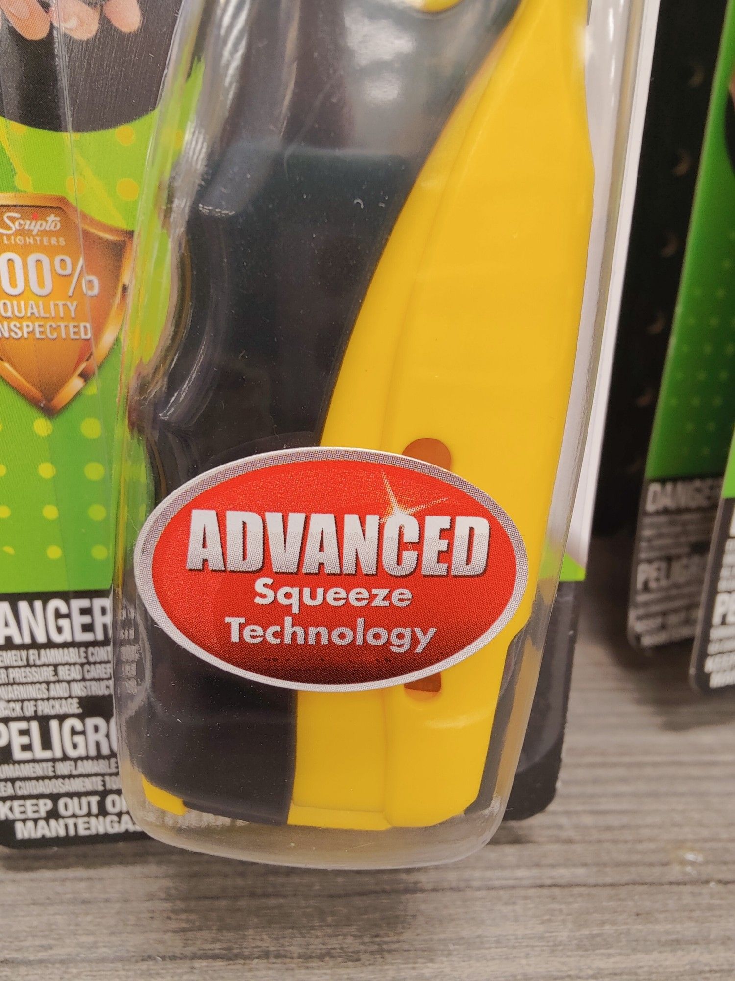 A label on a lighter that says advanced squeeze technology.  What the hell does that even mean