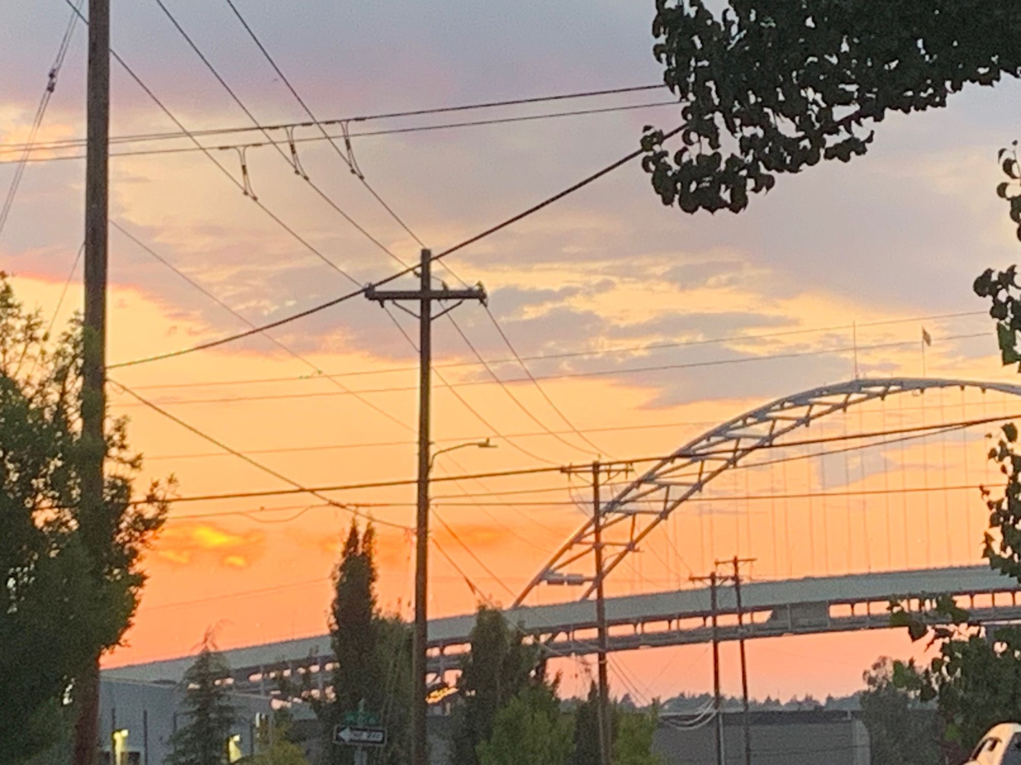 A zoomed image of the bridge and the same scene