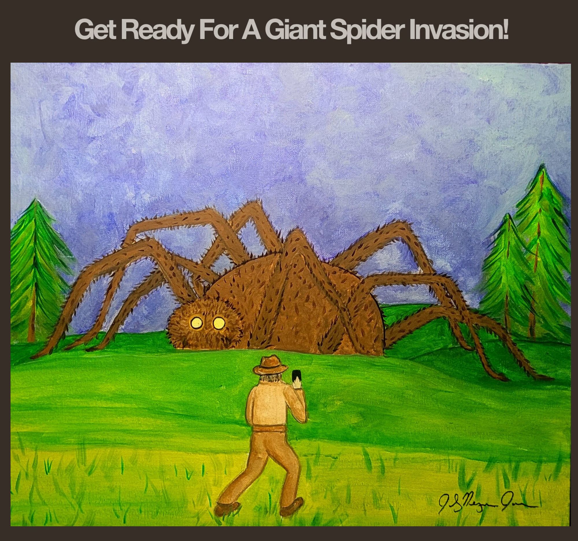 Get Ready For A Giant Spider Invasion! 

The image is a closer detail of the same painting by Jackey Neyman Jones