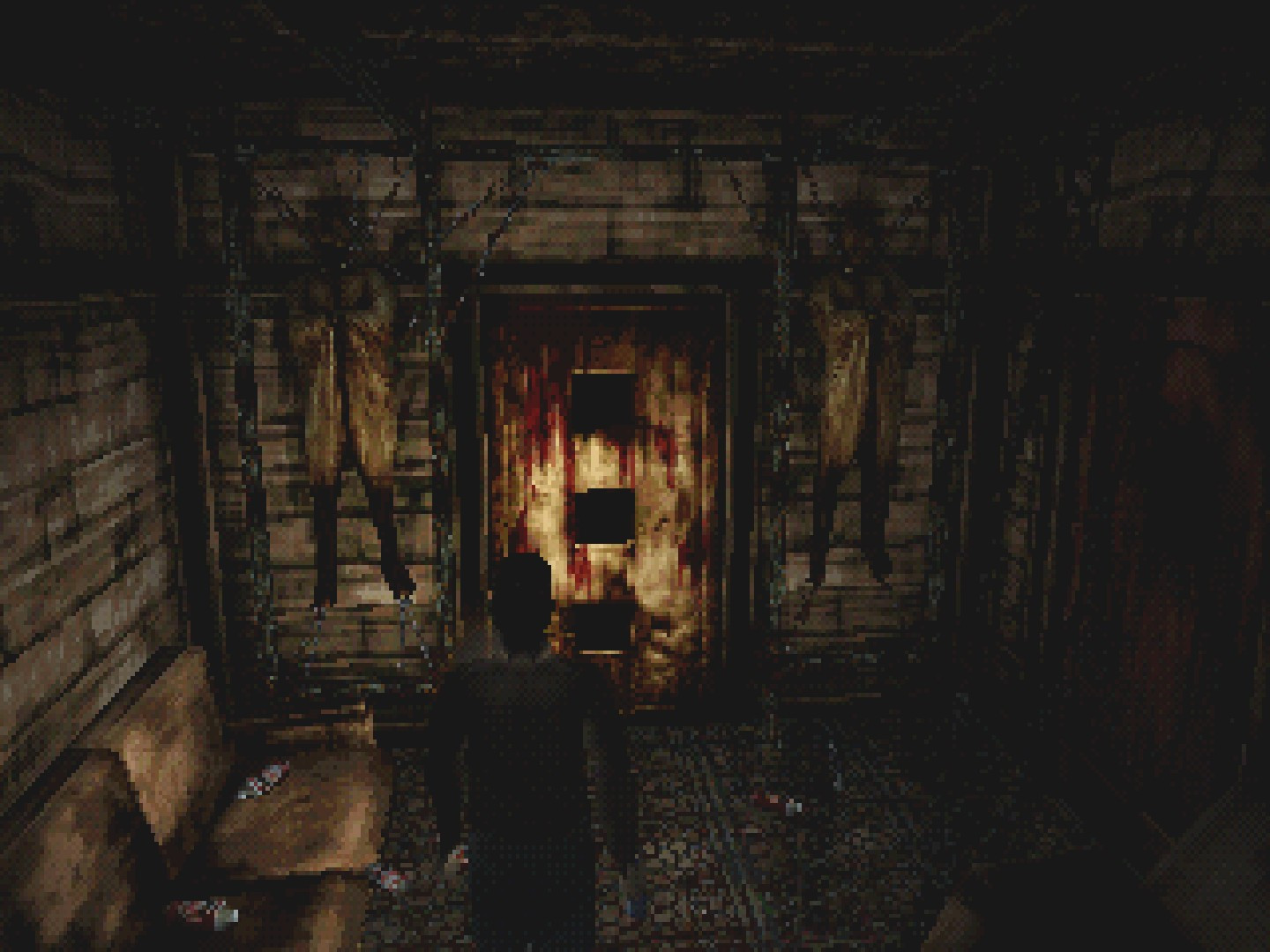 A door flanked by two shrouded corpses. I don't wanna go in there.