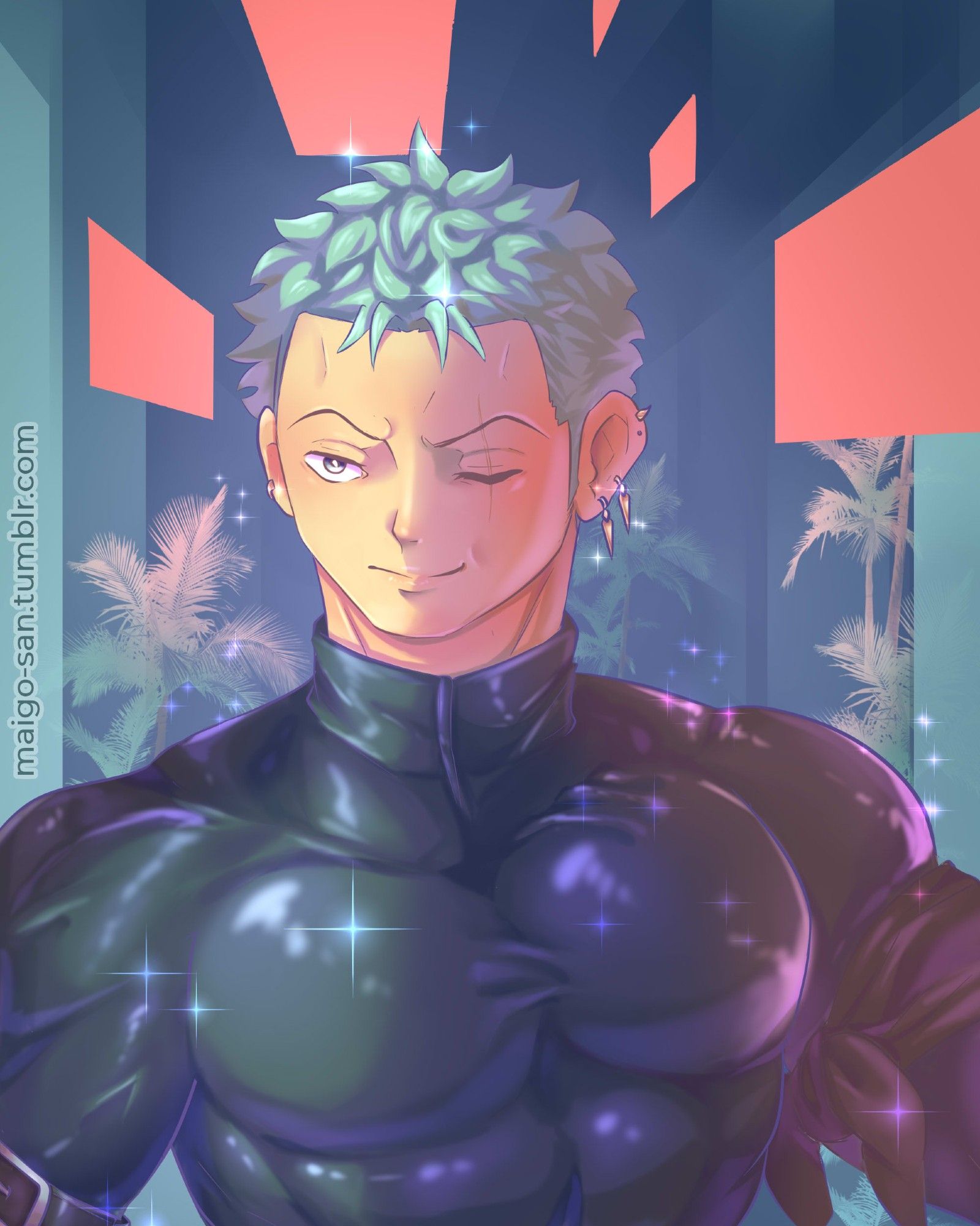 zoro in latex body suit