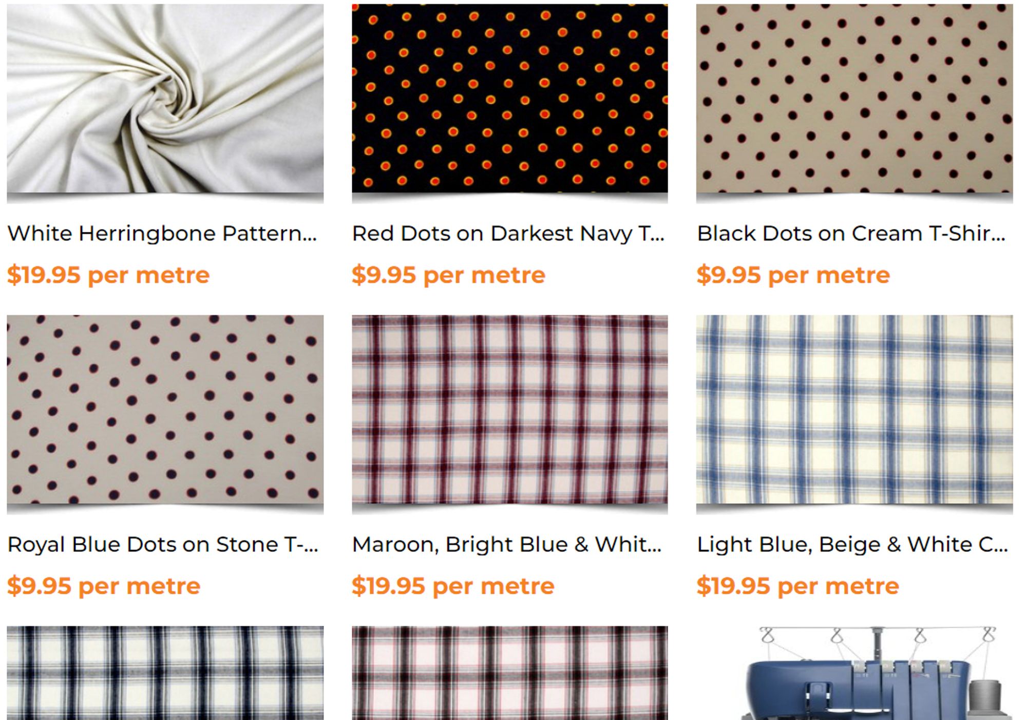 Selection of nice looking fabric in check and spots