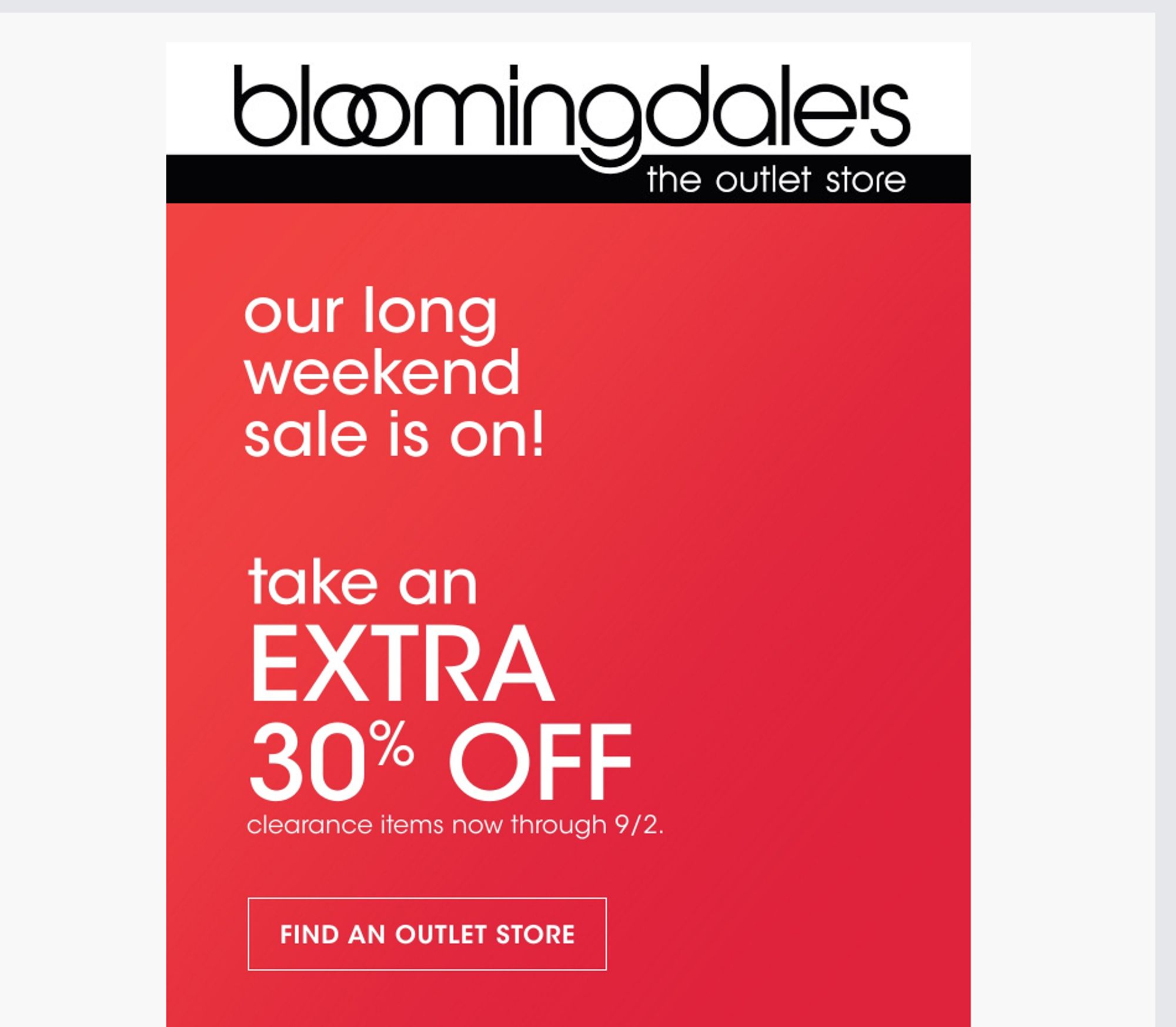 Bloomingdales labeling their Labor Day sale as a "Long Weekend Sale"