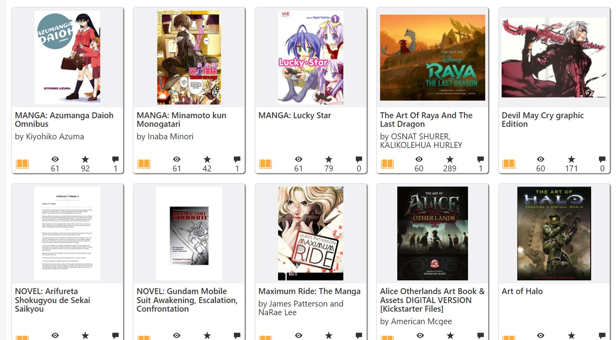 Several manga and comic books included on the Internet Archive