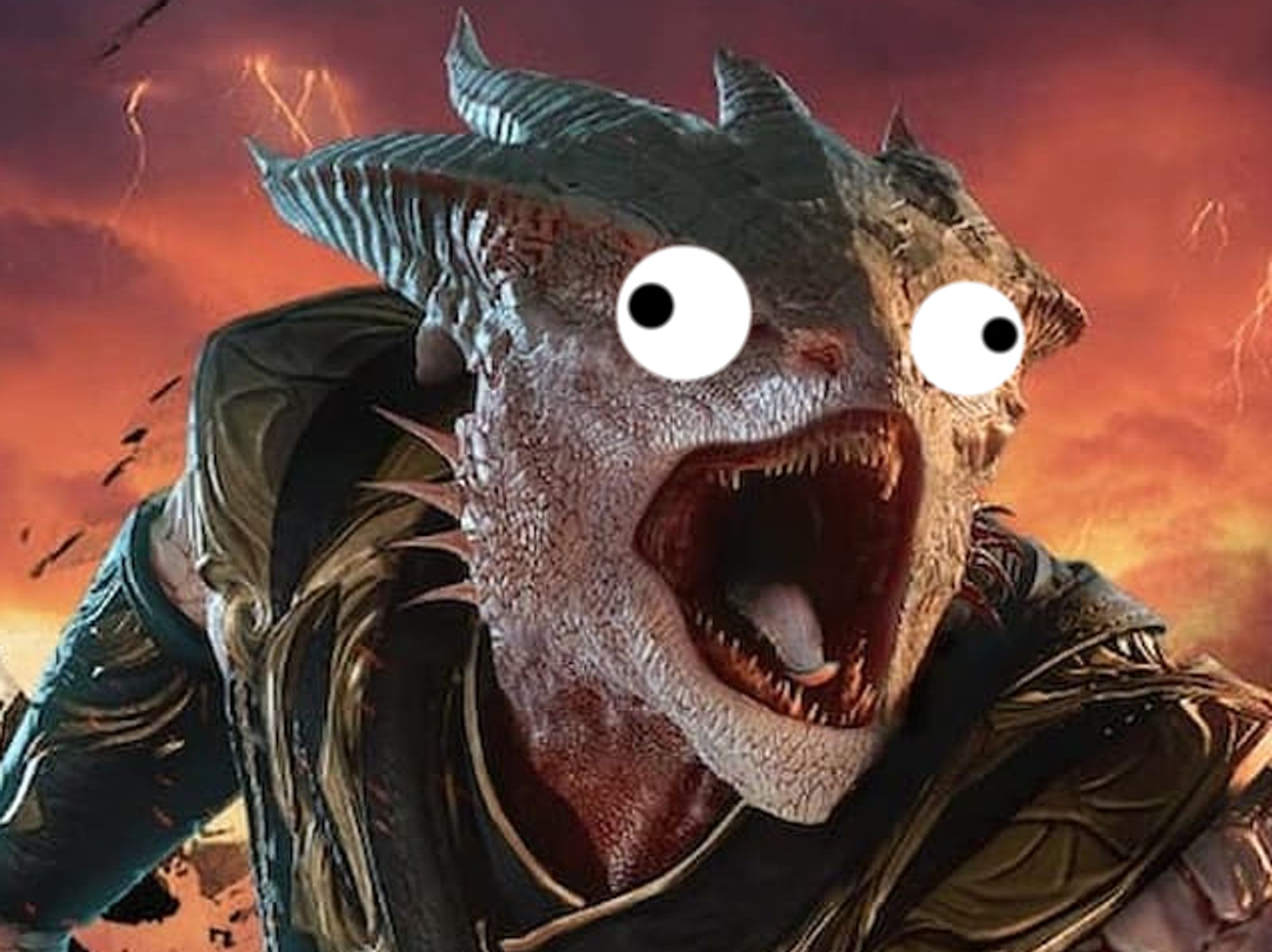 a googley eyed dragonborn