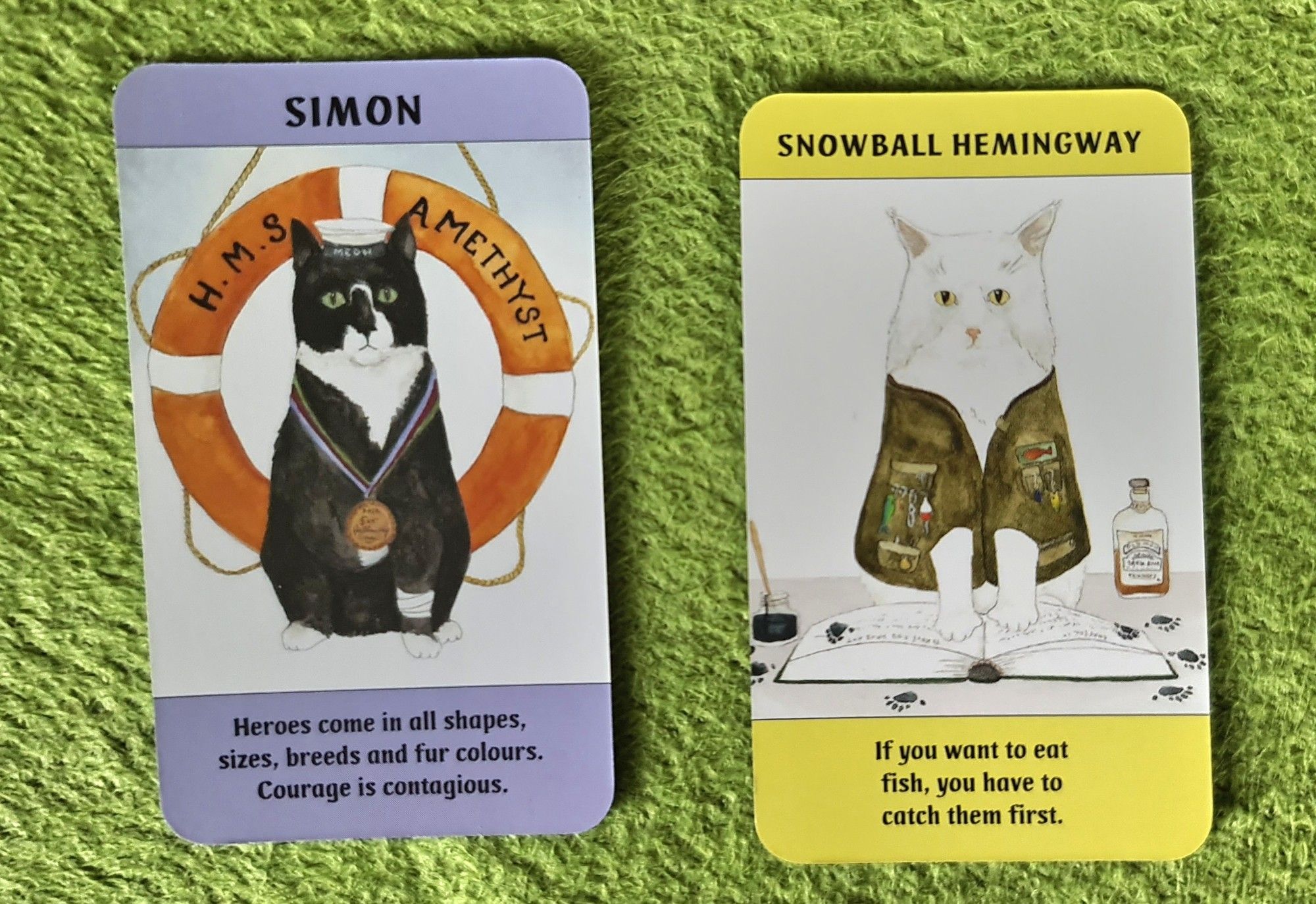 Two cat cards with wisdom, text already mentioned in skeet.