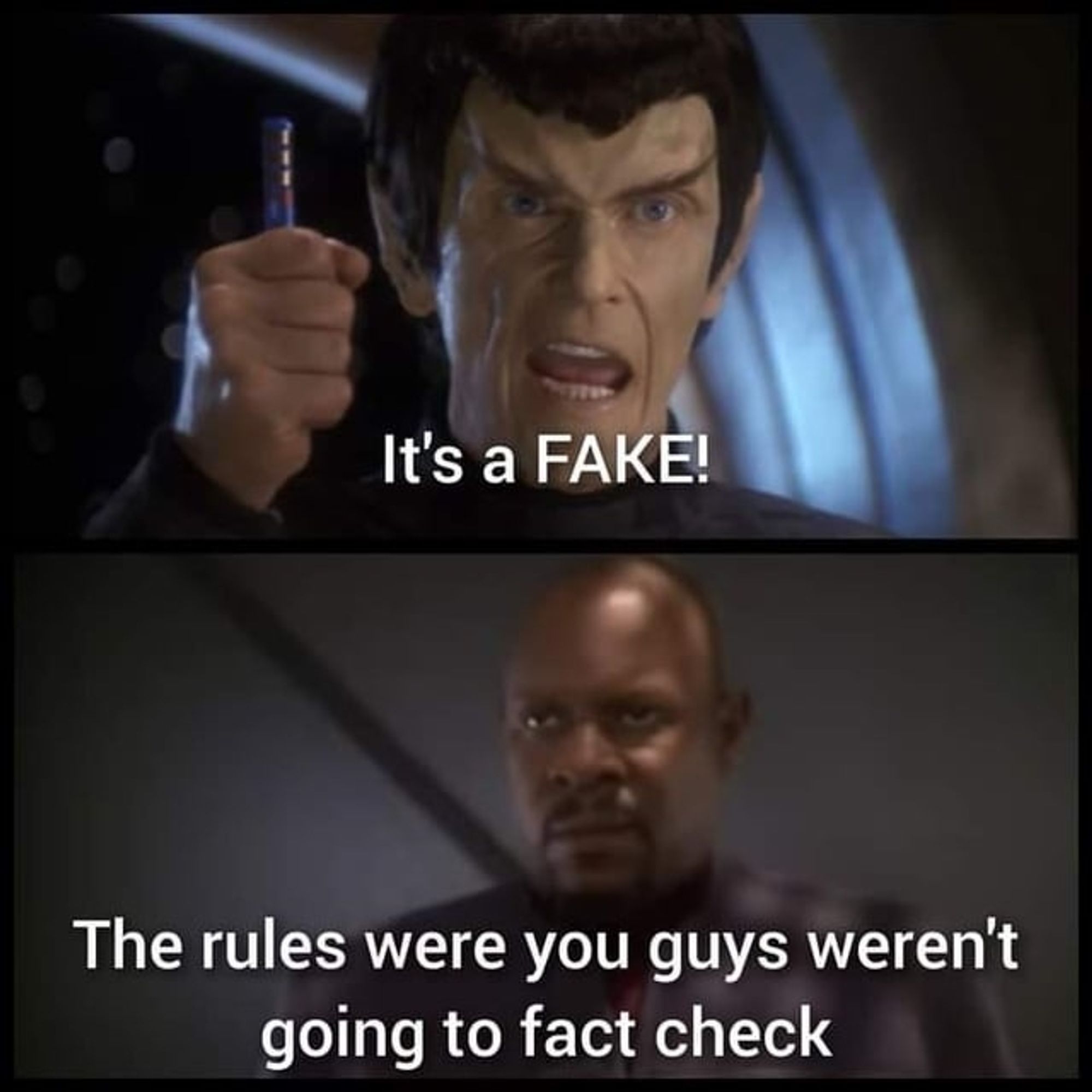 It's a fake 

Sisko: The rules were you guys weren't going to fact check.