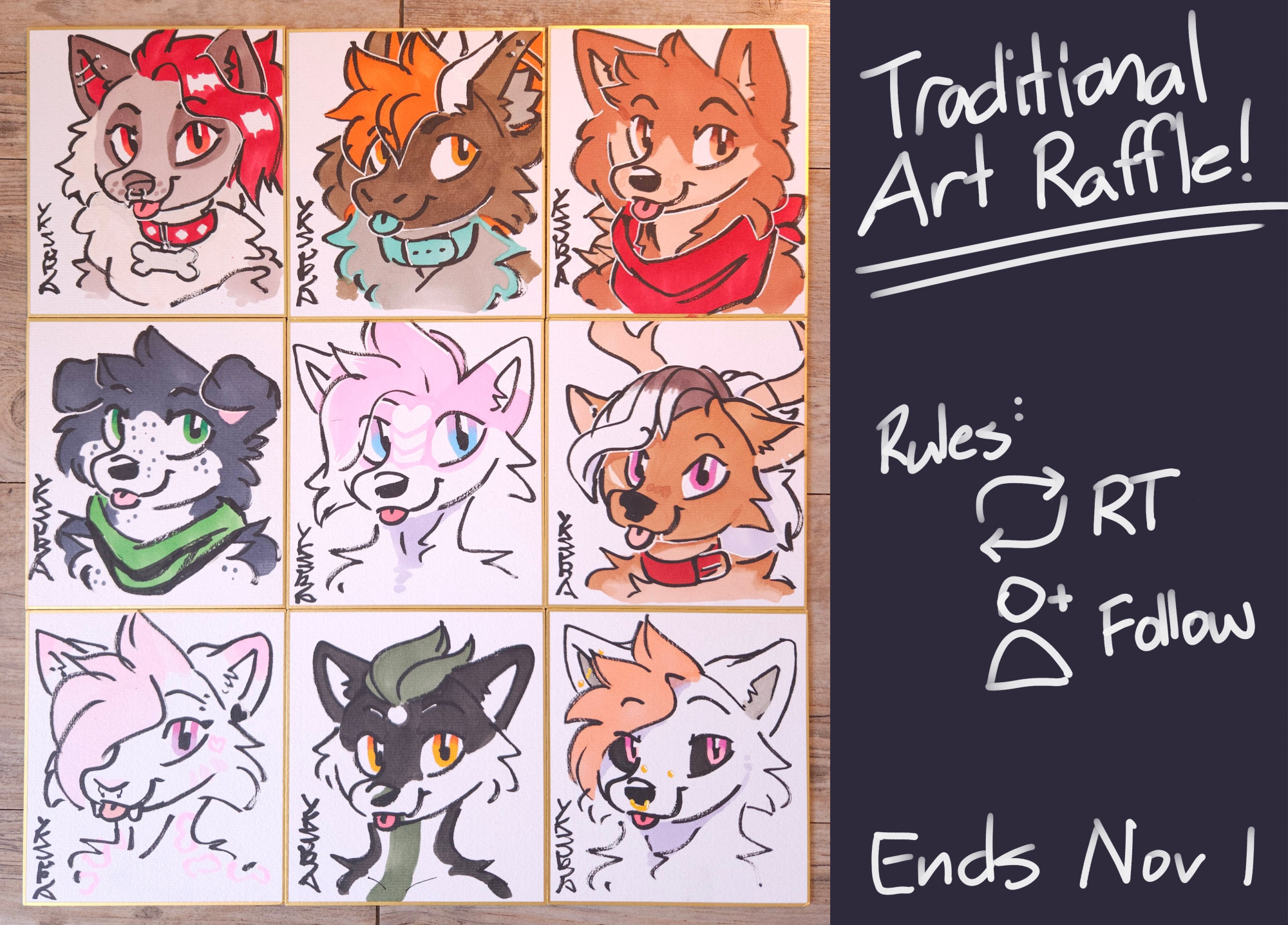 A sample of my previous traditional art commissions and some details about the rules for the raffle.