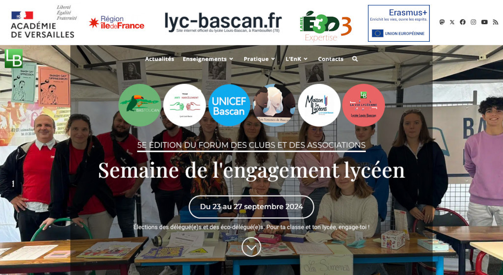 Du 23 au 27 septembre 2024 : semaine de l'engagement lycéen au lycée Louis-Bascan, à Rambouillet (78).