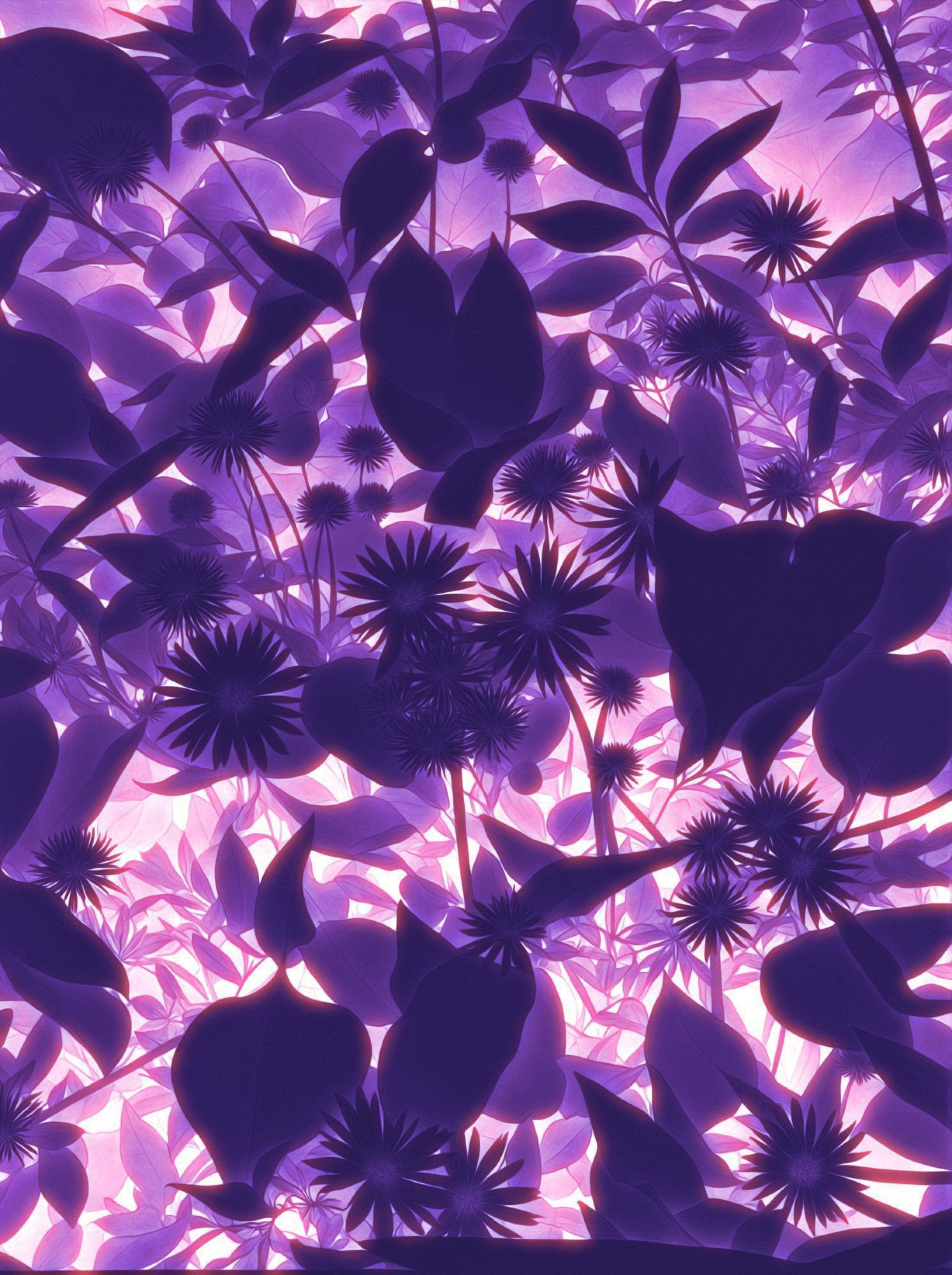 inverted and treated purple monotone image of flowers.