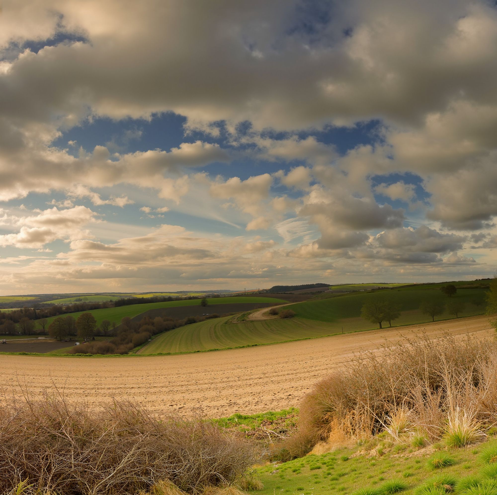 a 1/4 of a divided panoramic landscape picture