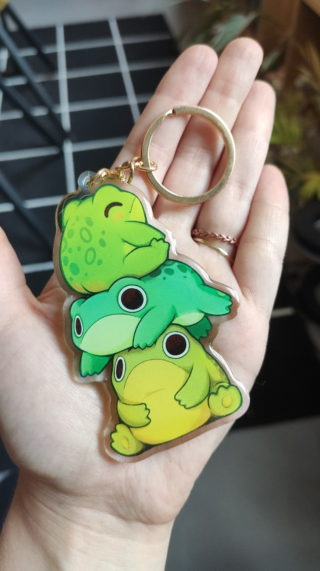 cute pile of frogs keychain illustration adorable colorful green toads by chetom