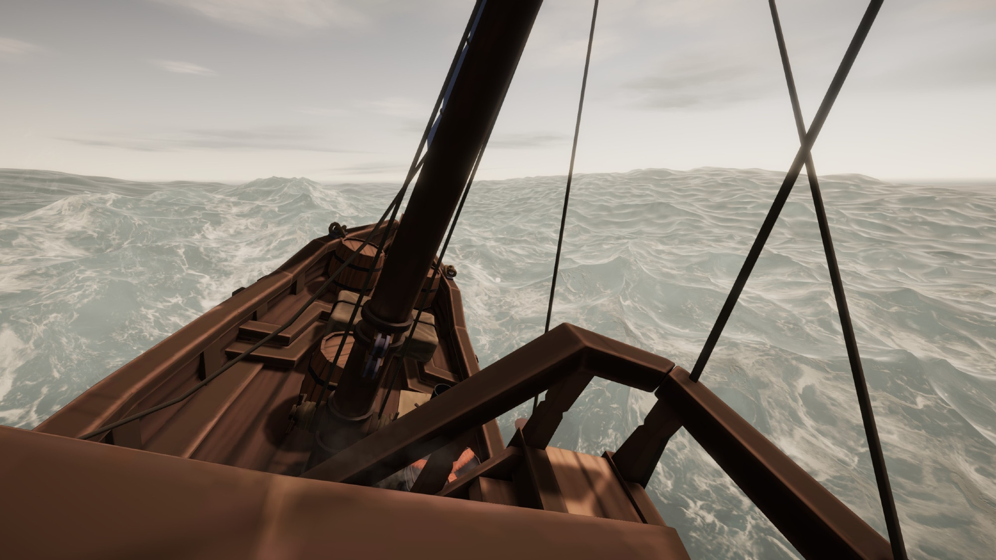 a ship tilting the other way in heavy waves