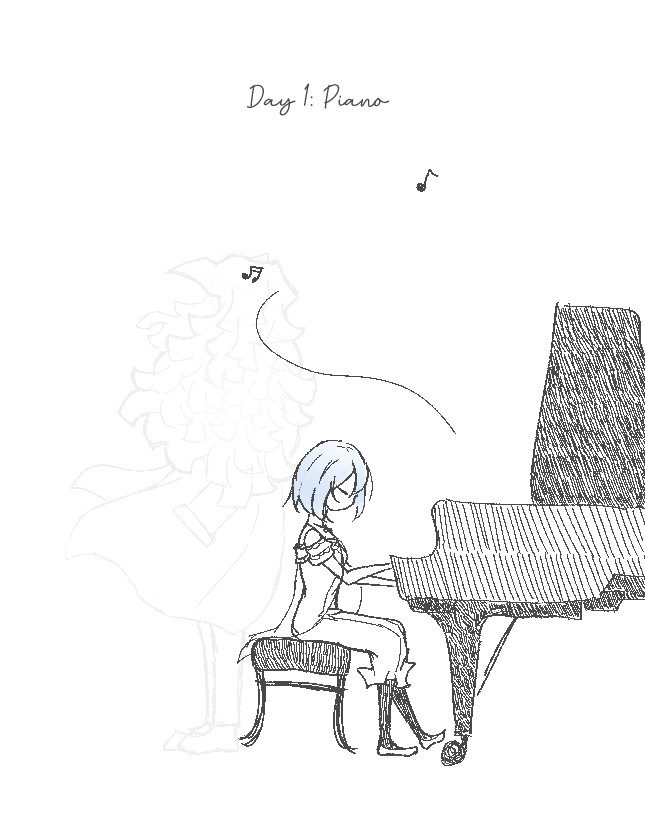 A pianist and the phantom that always accompany her performance.
Recommended song: Epilogue by Byeong Woo Lee. I drew this prompt with that song in mind.