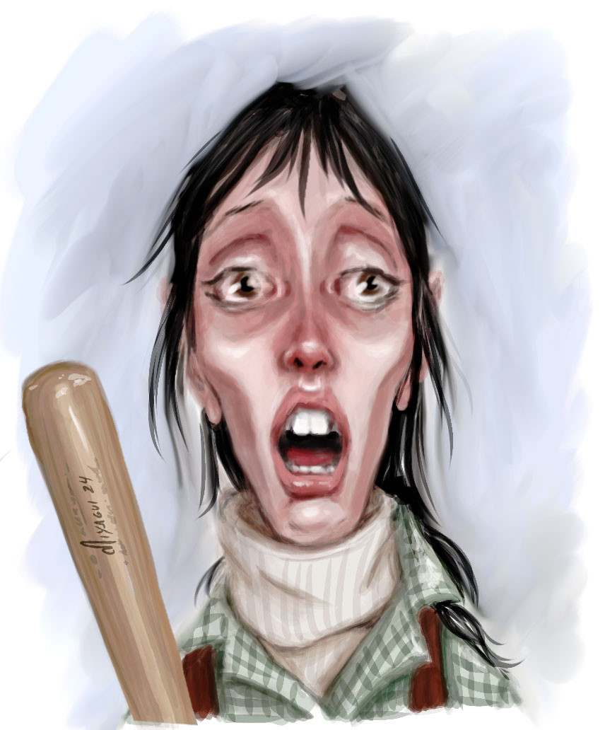 Caricatura de Shelley Duvall (Wendy) en The Shinning