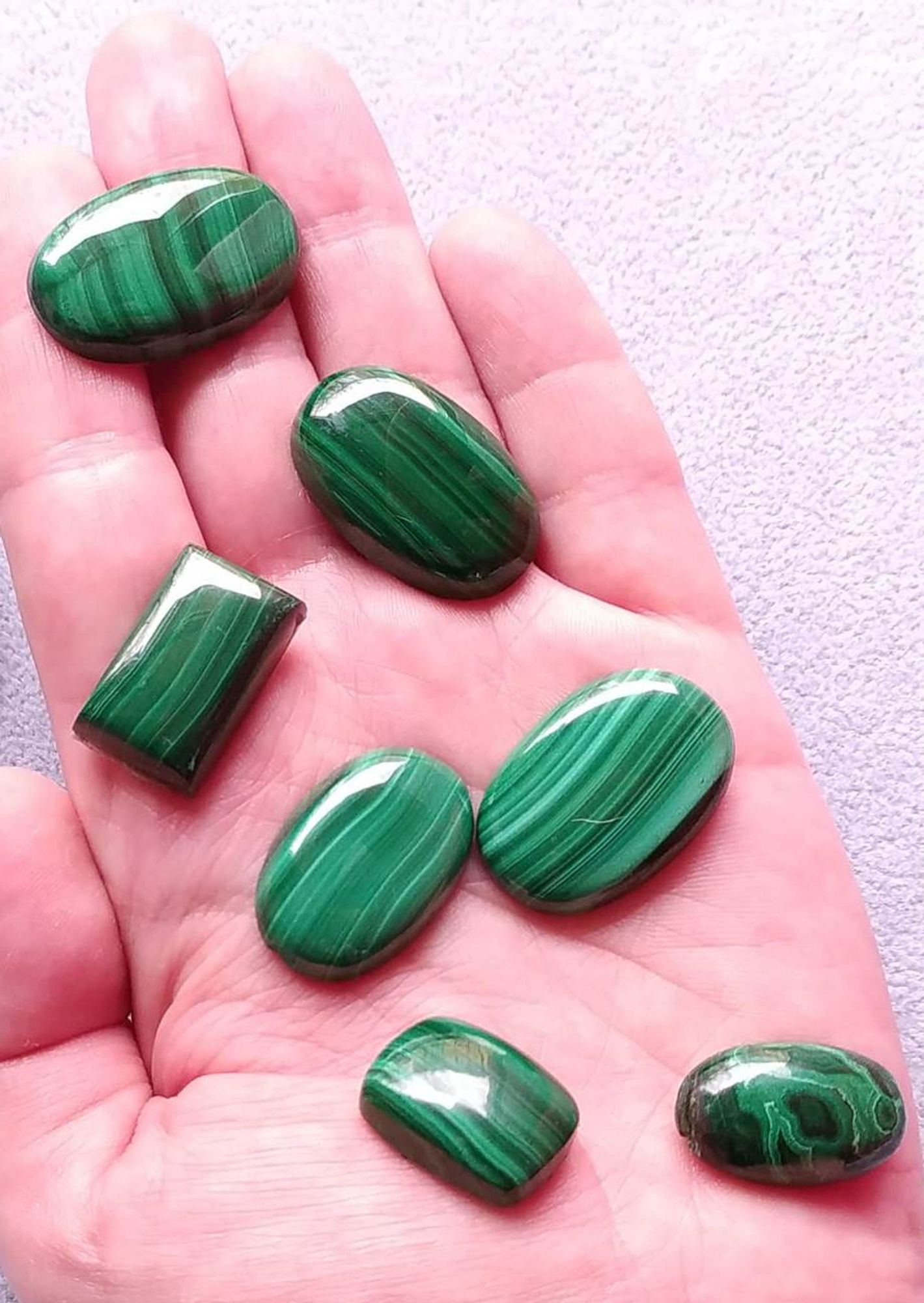 Malachite cabochons