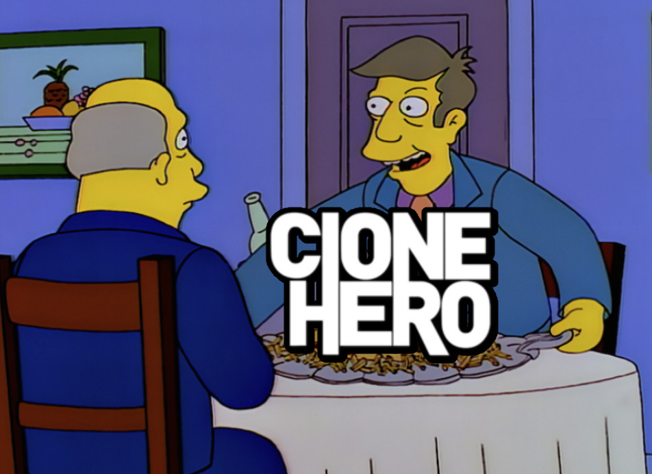 Seymour Skinner serving a plate of steamed Clone Hero