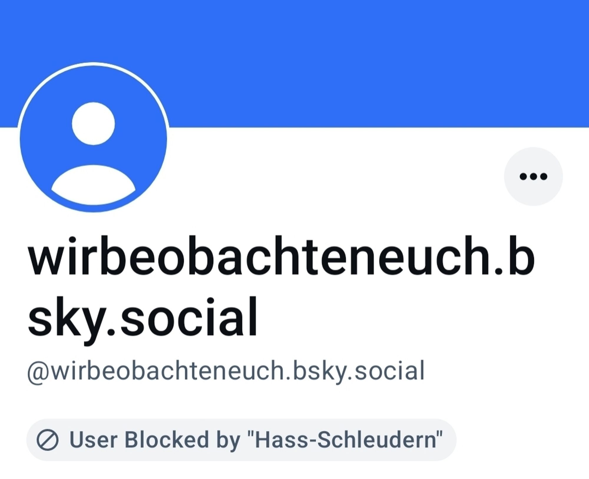 Profil blockiert durch Liste Hass-Schleudern.