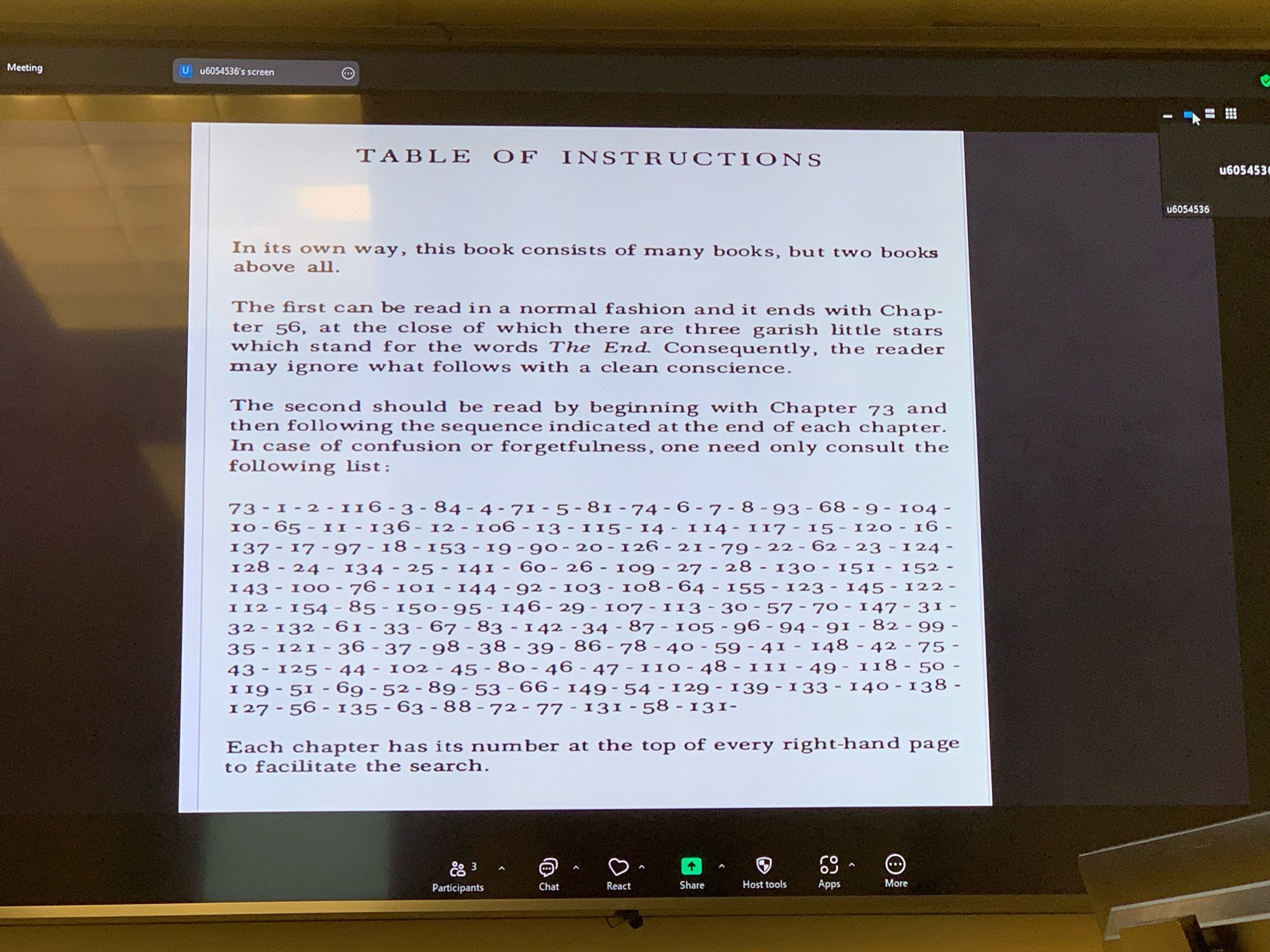 Table of Instructions in Cortazar’s Hopscotch