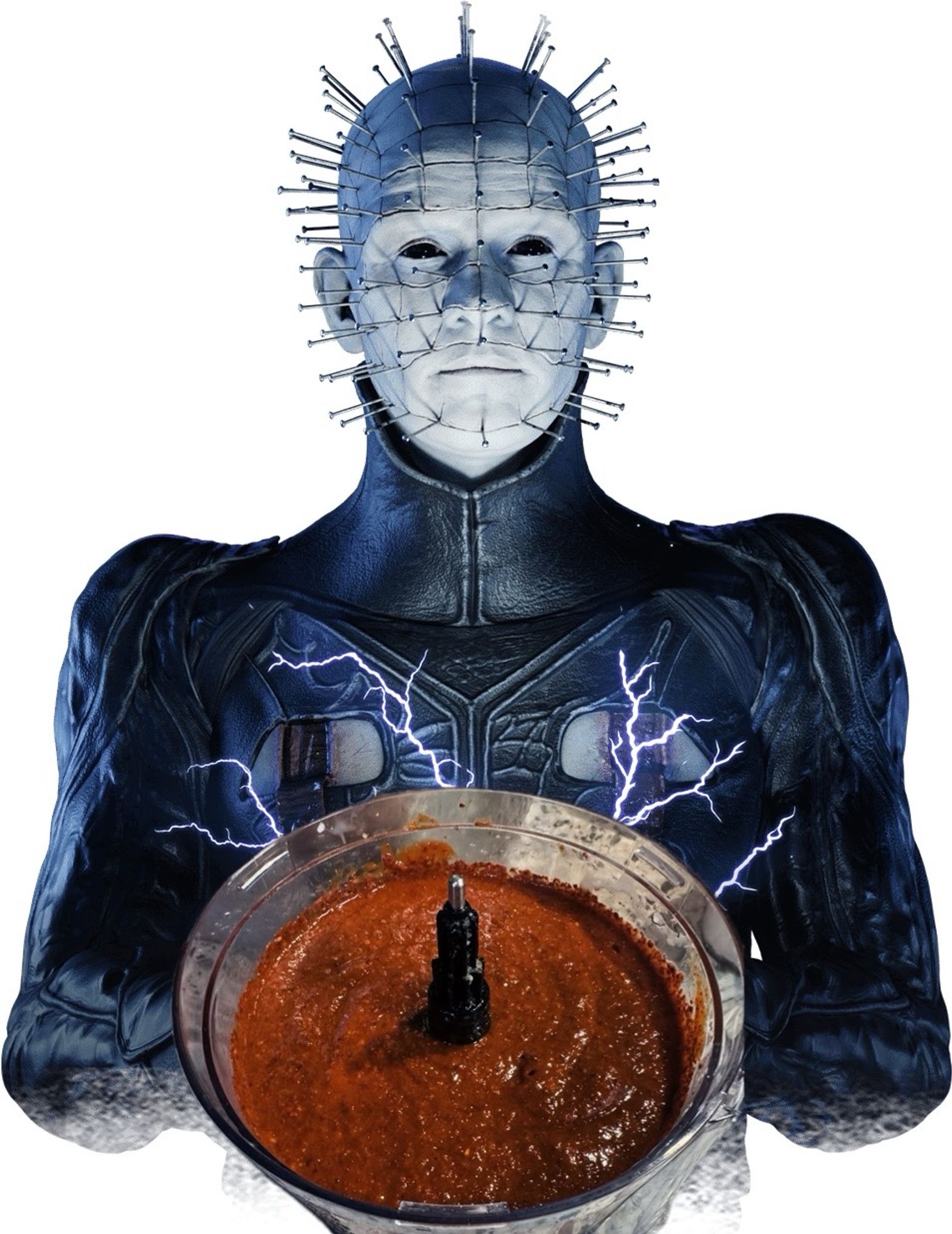 Pinhead, from Hellraiser, with some kimchi mariande