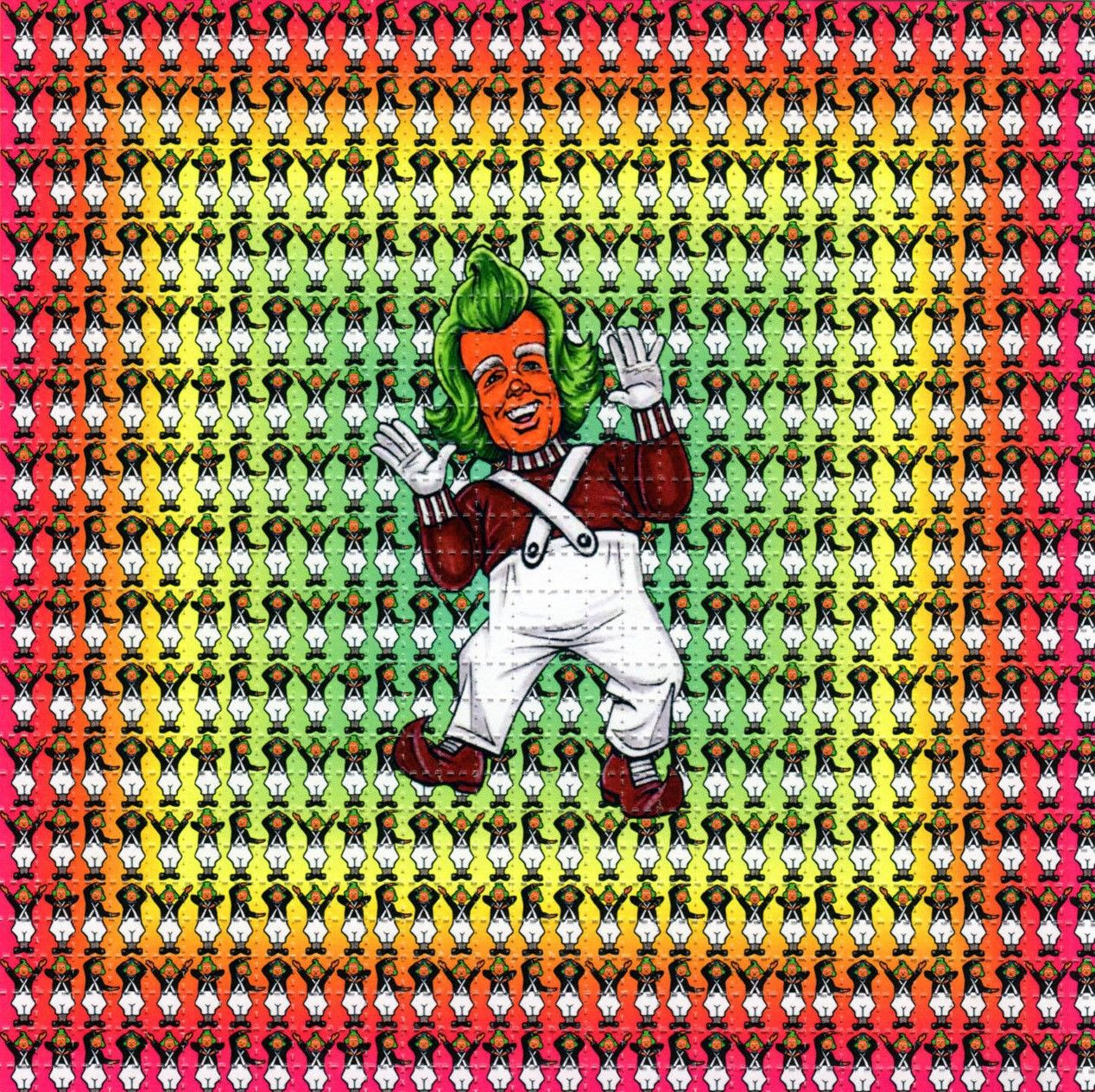 LSD Blotter Paper with an Oompa Loompa on it.