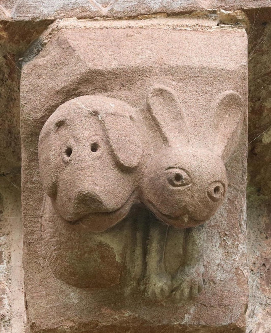 relief of cute dog and bunny or something