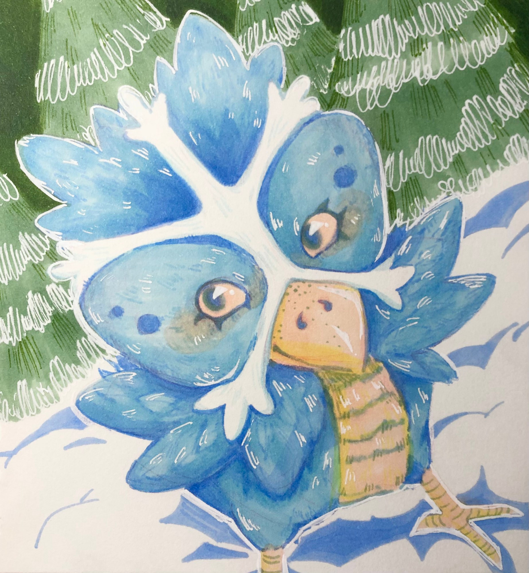 Marker drawing of Snowdrake in Snowdin.