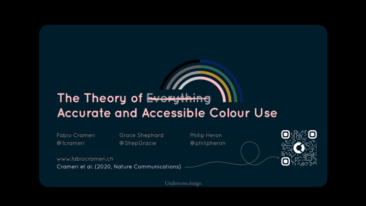 Image showing title slide of the plenary talk about the scientific use of colour in terms of accuracy and accessibility.